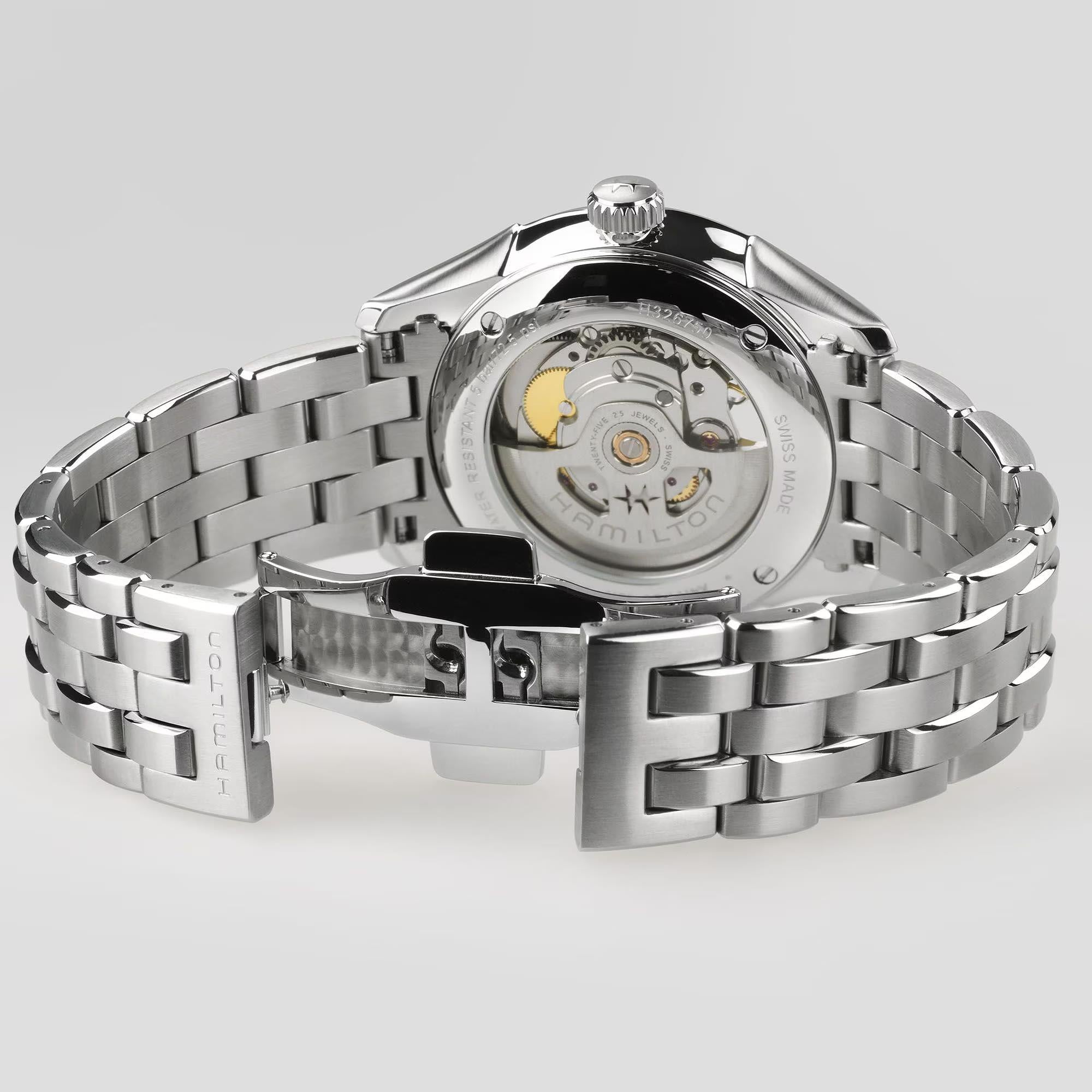Hamilton H32675151 stainless steel bracelet and folding clasp detail 