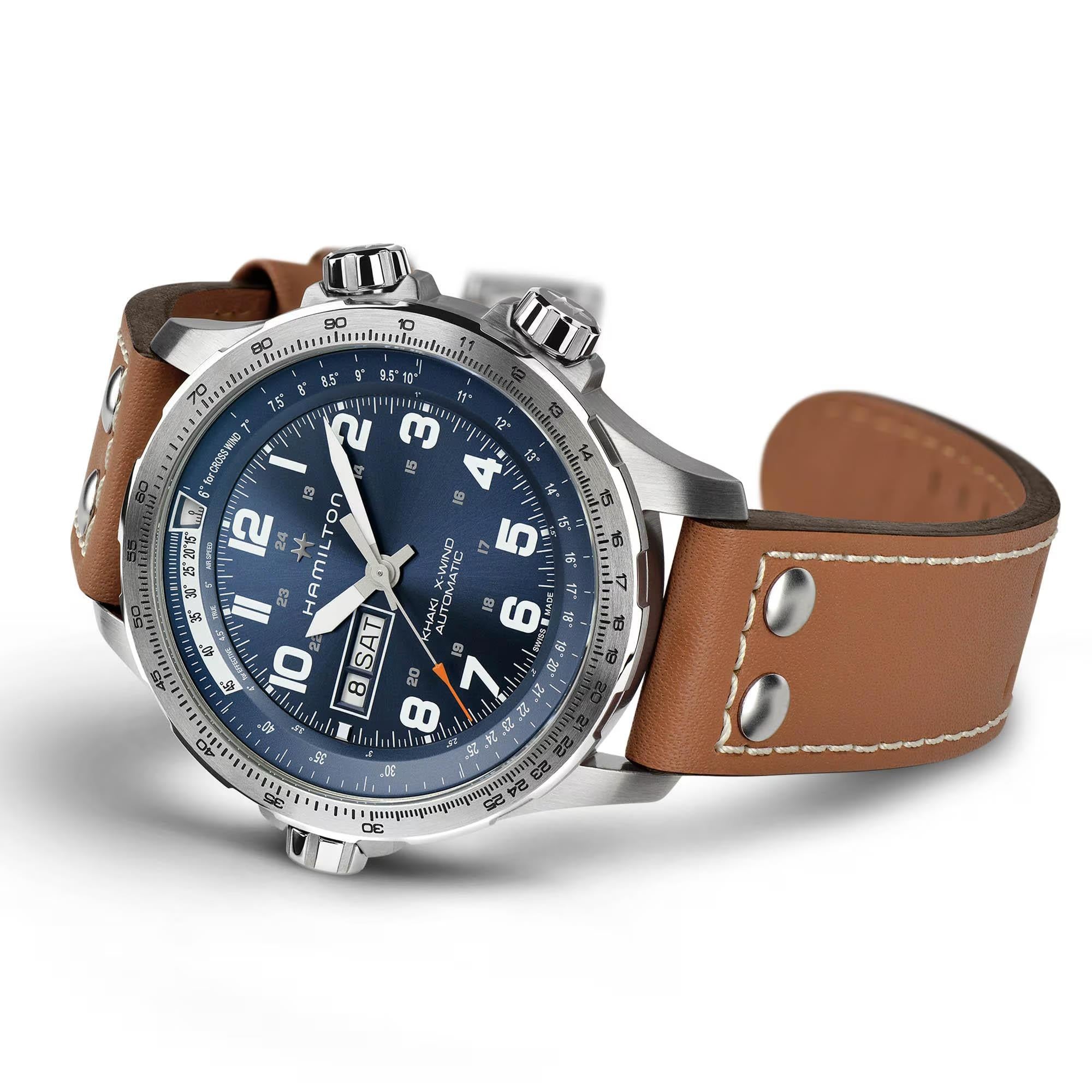 Hamilton Khaki Aviation 45mm Blue Dial Leather Mens Automatic Watch H77765541