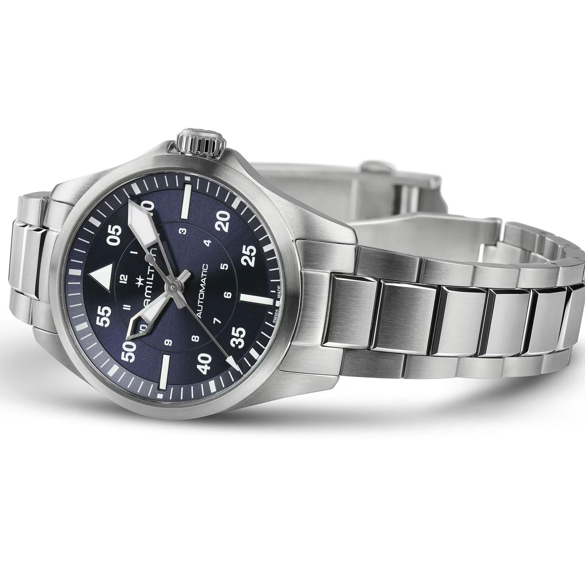 Hamilton Khaki Aviation 36mm midnight blue dial steel automatic watch H76215140