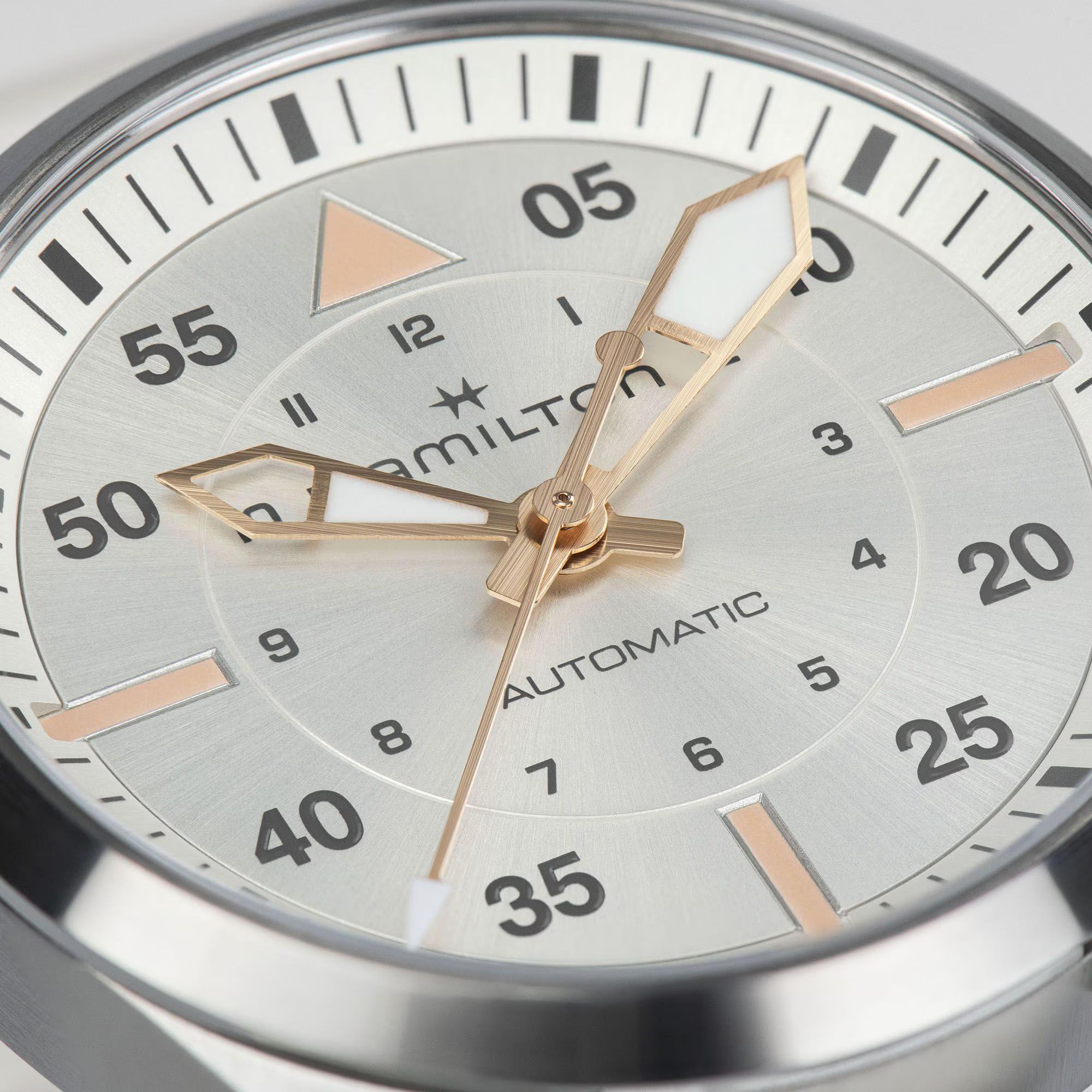 Hamilton Khaki Aviation 36mm Silber Zifferblatt Leder Damen Automatik Uhr H76215850