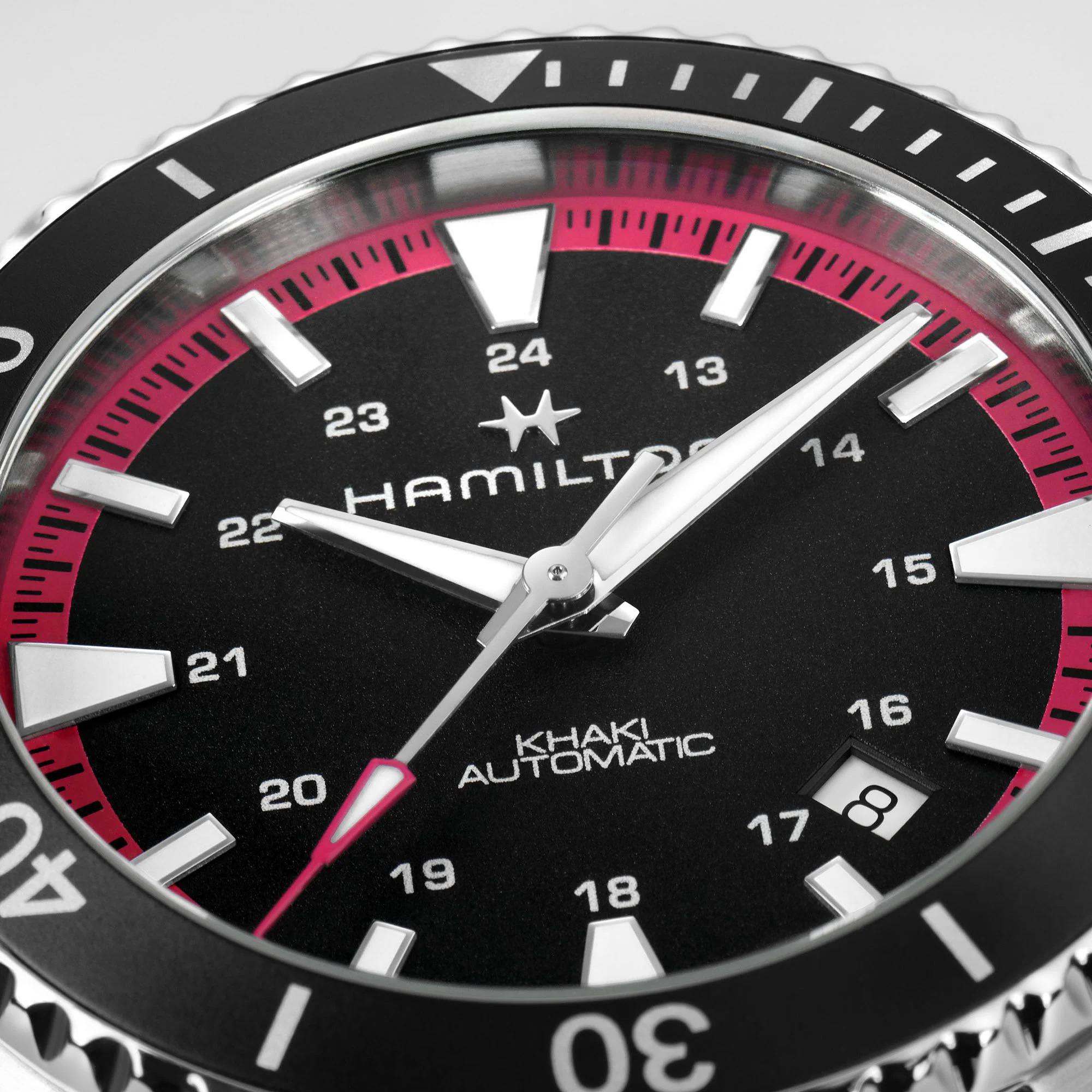 Hamilton Khaki Navy 40mm Schwarzes Zifferblatt Gummi Damen Automatik Uhr H82395330