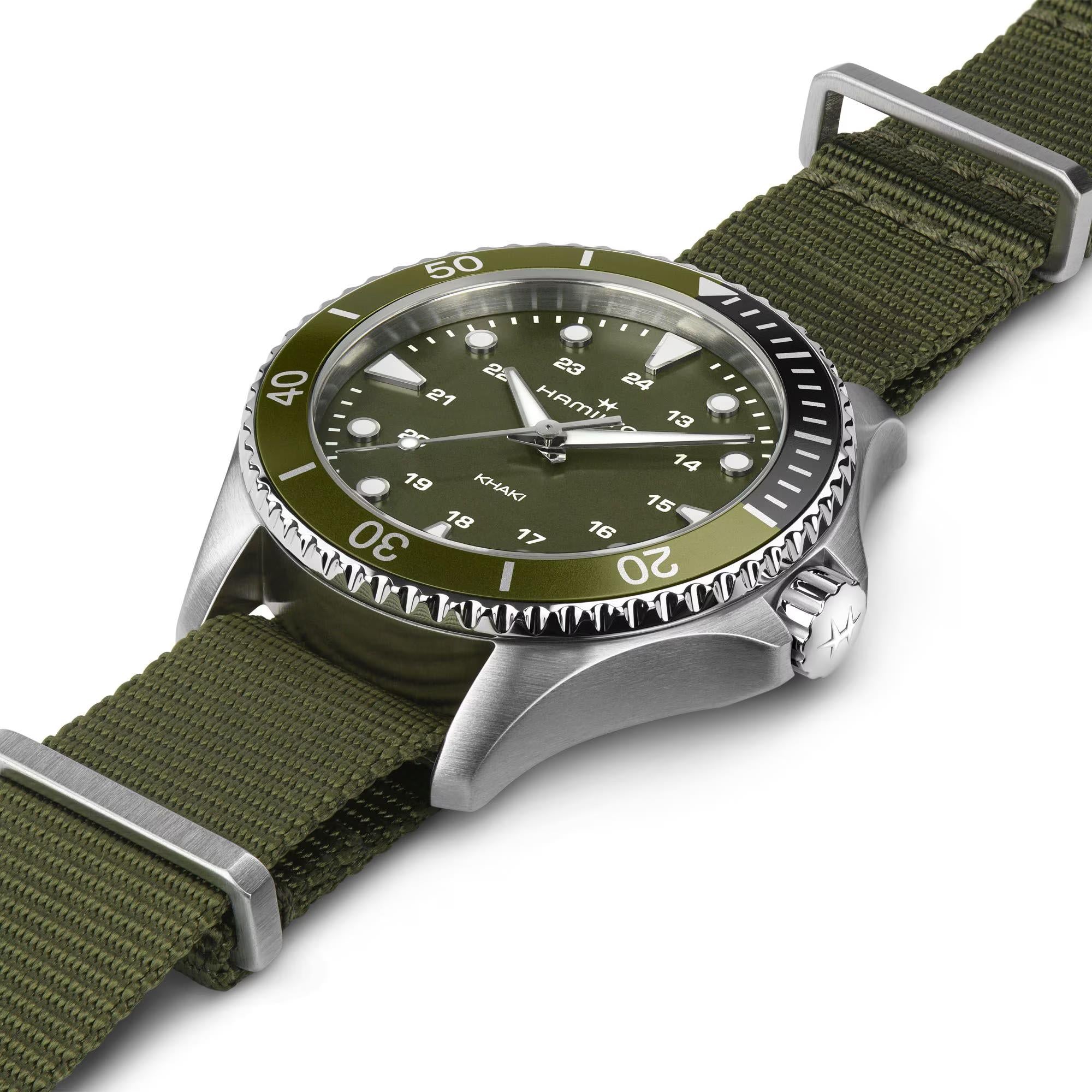 Hamilton Khaki Navy 37mm Green Dial Steel NATO Quartz Watch H82241961