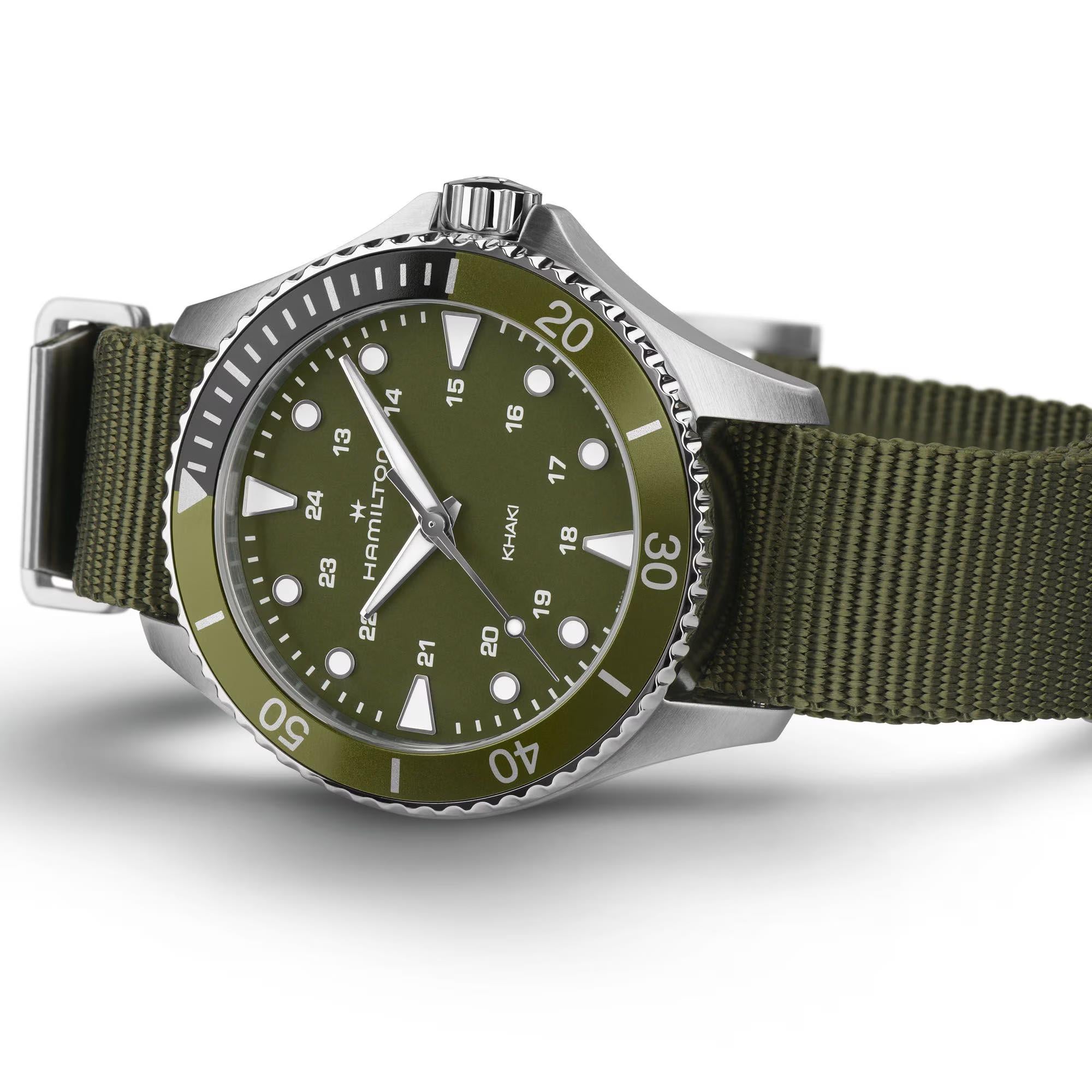 Hamilton Khaki Navy 37mm Green Dial Steel NATO Quartz Watch H82241961