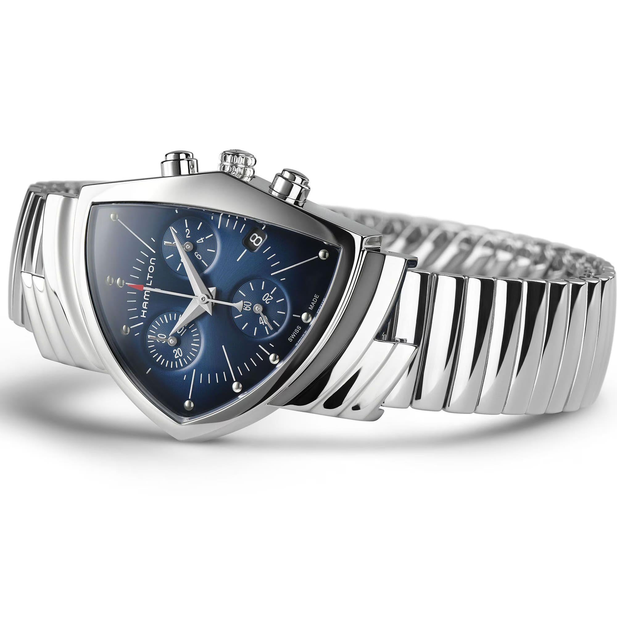 Hamilton Ventura 32mm Chronograph Blue Dial Steel Ladies Quartz Watch H24432141