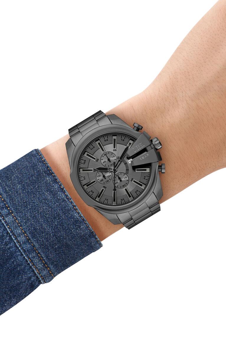 Diesel Mega Chief Slim Gray Dial Steel Strap Men's Watch DZ4676