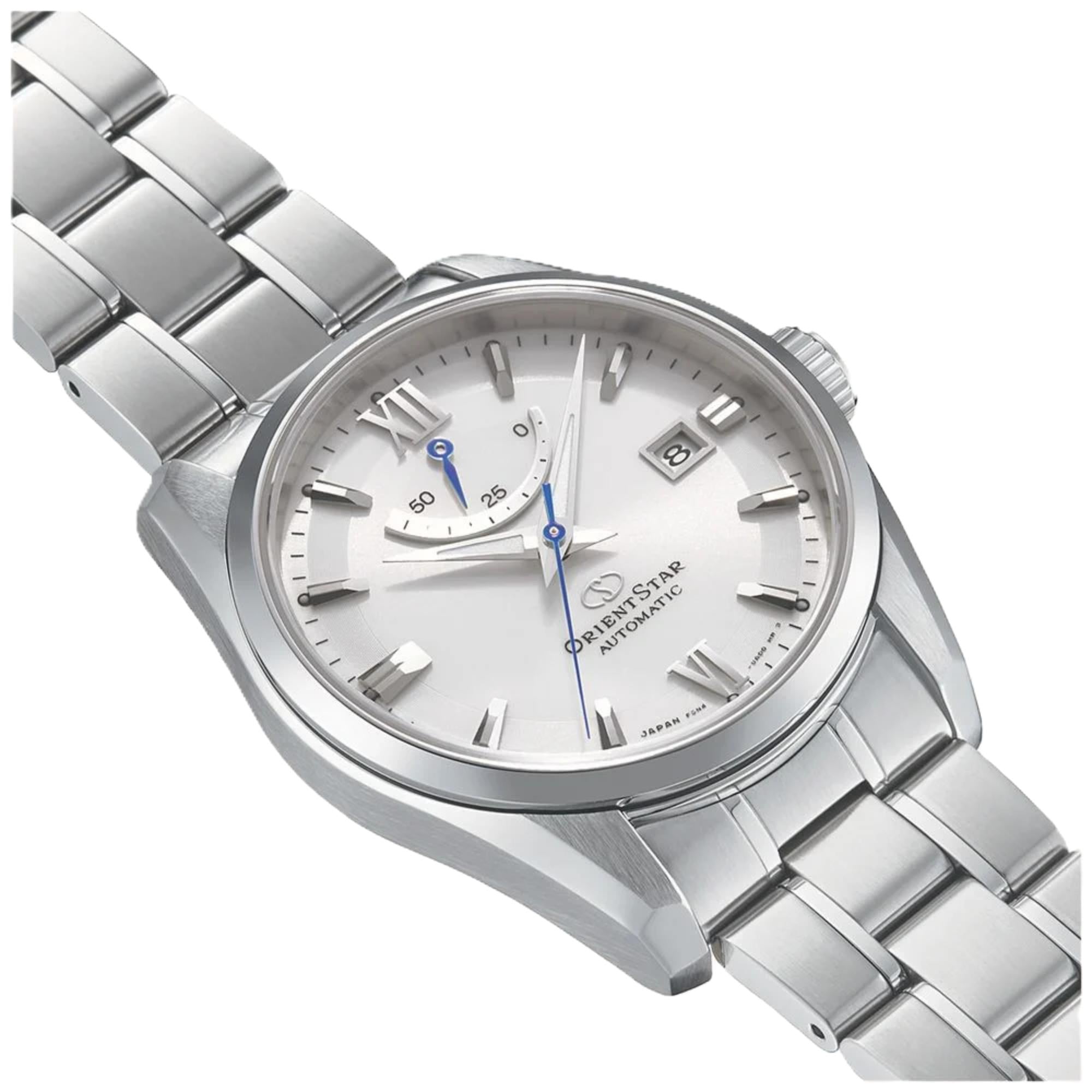 Orient Star Contemporary 39mm Gangreserve silbernes Zifferblatt Stahl Herren Automatik Uhr RE-AU0006S00B