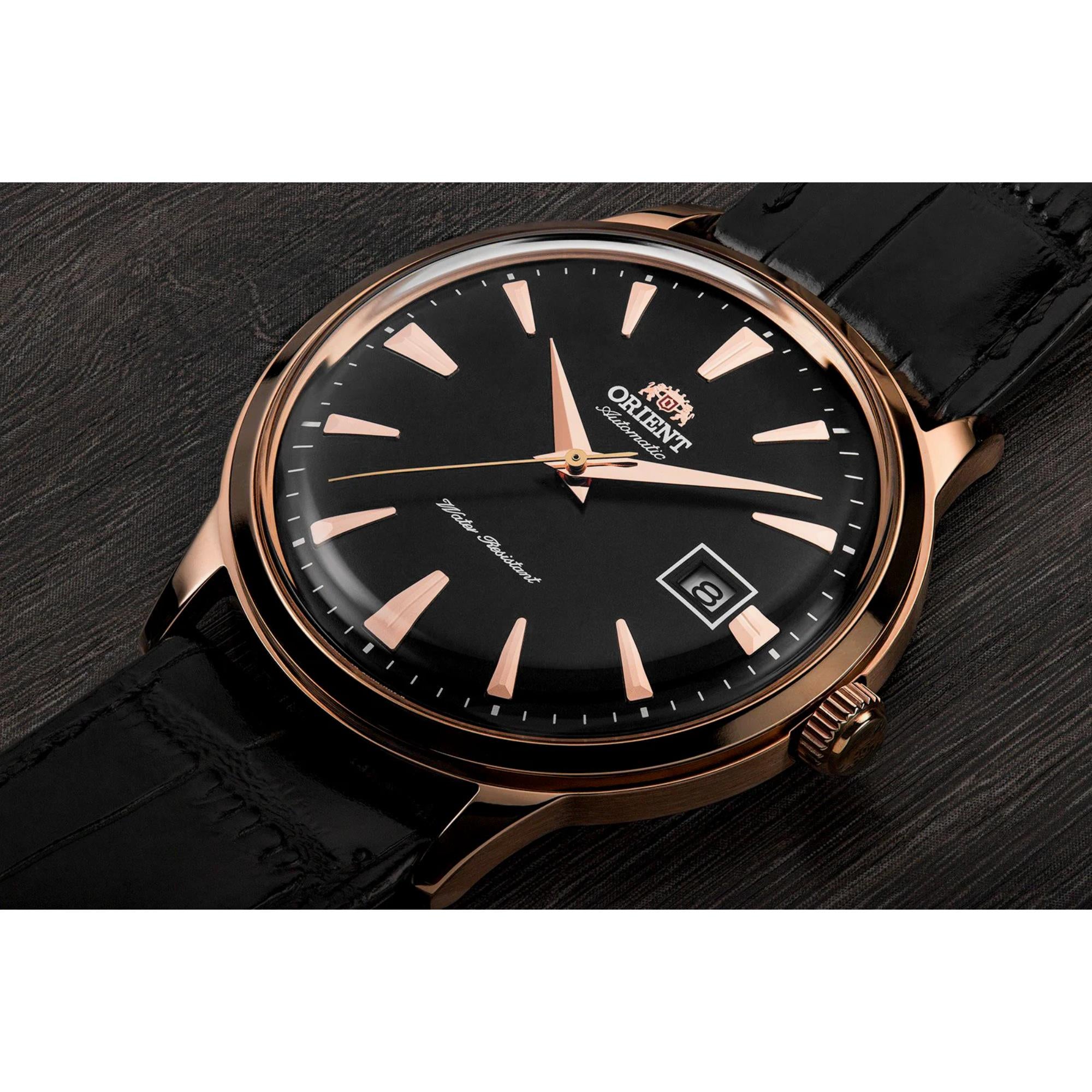 Orient Bambino 40.5mm Black Dial Leather Mens Automatic Watch TAC00001B0