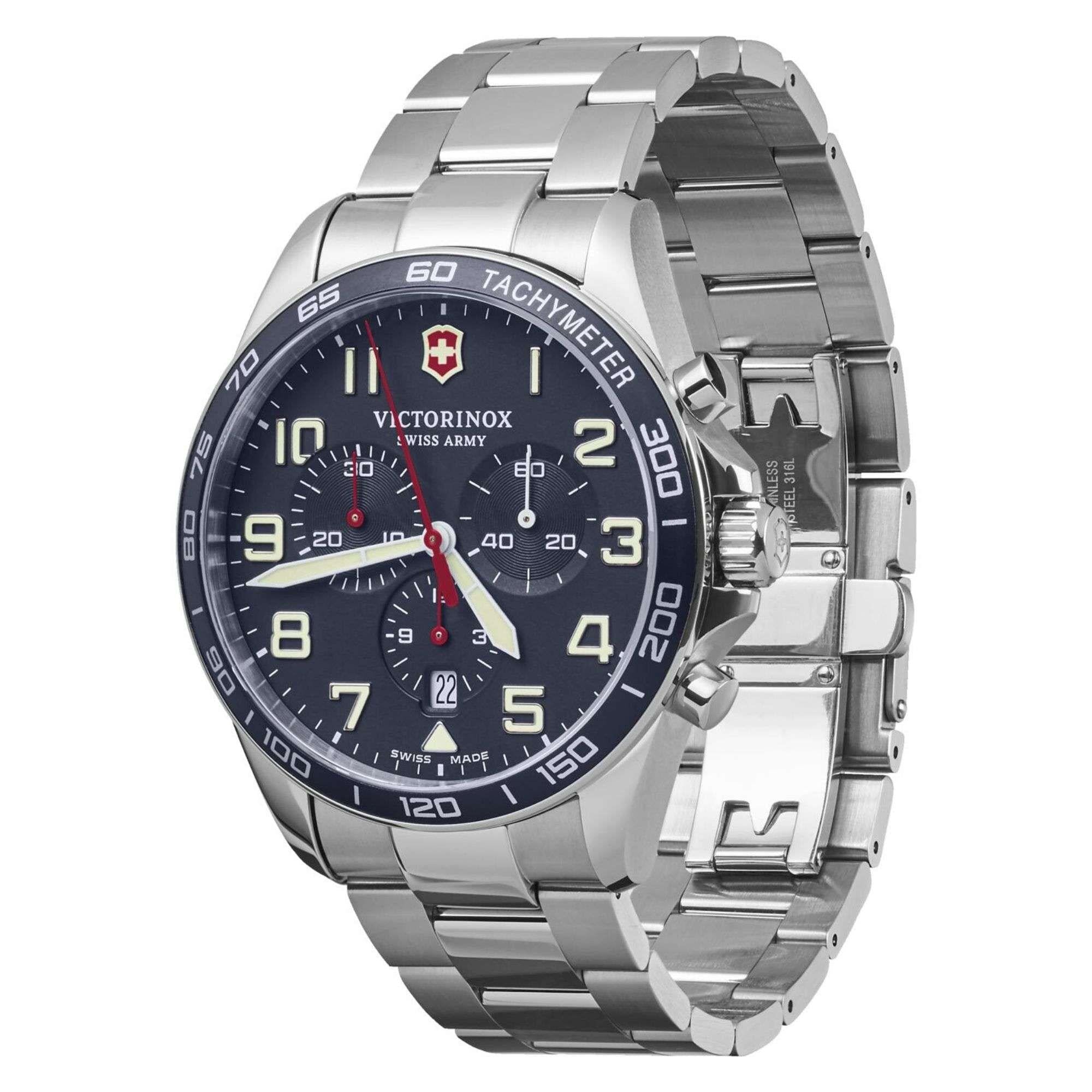 Victorinox Fieldforce 42mm Chronograph Blue Dial Steel Mens Quartz Watch 241857