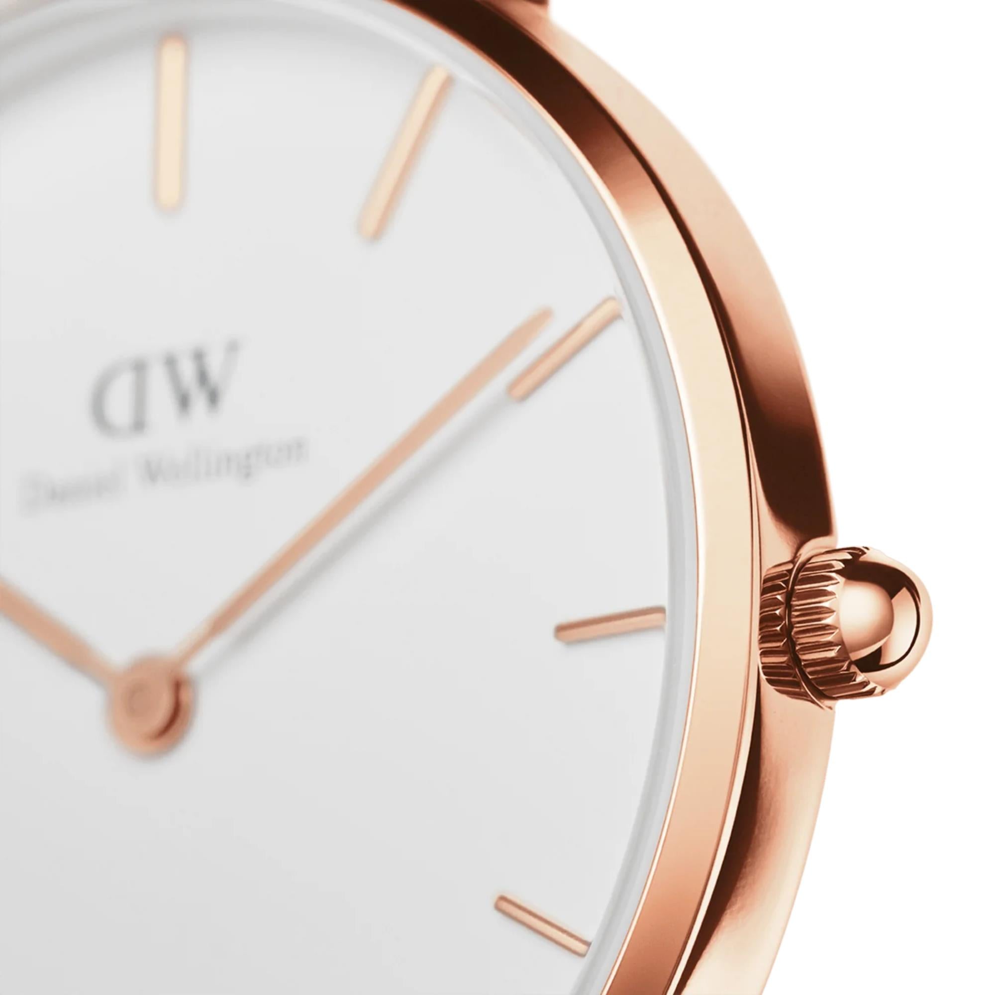 Daniel Wellington Petite 24mm White Dial Steel Ladies Quartz Watch DW00100418