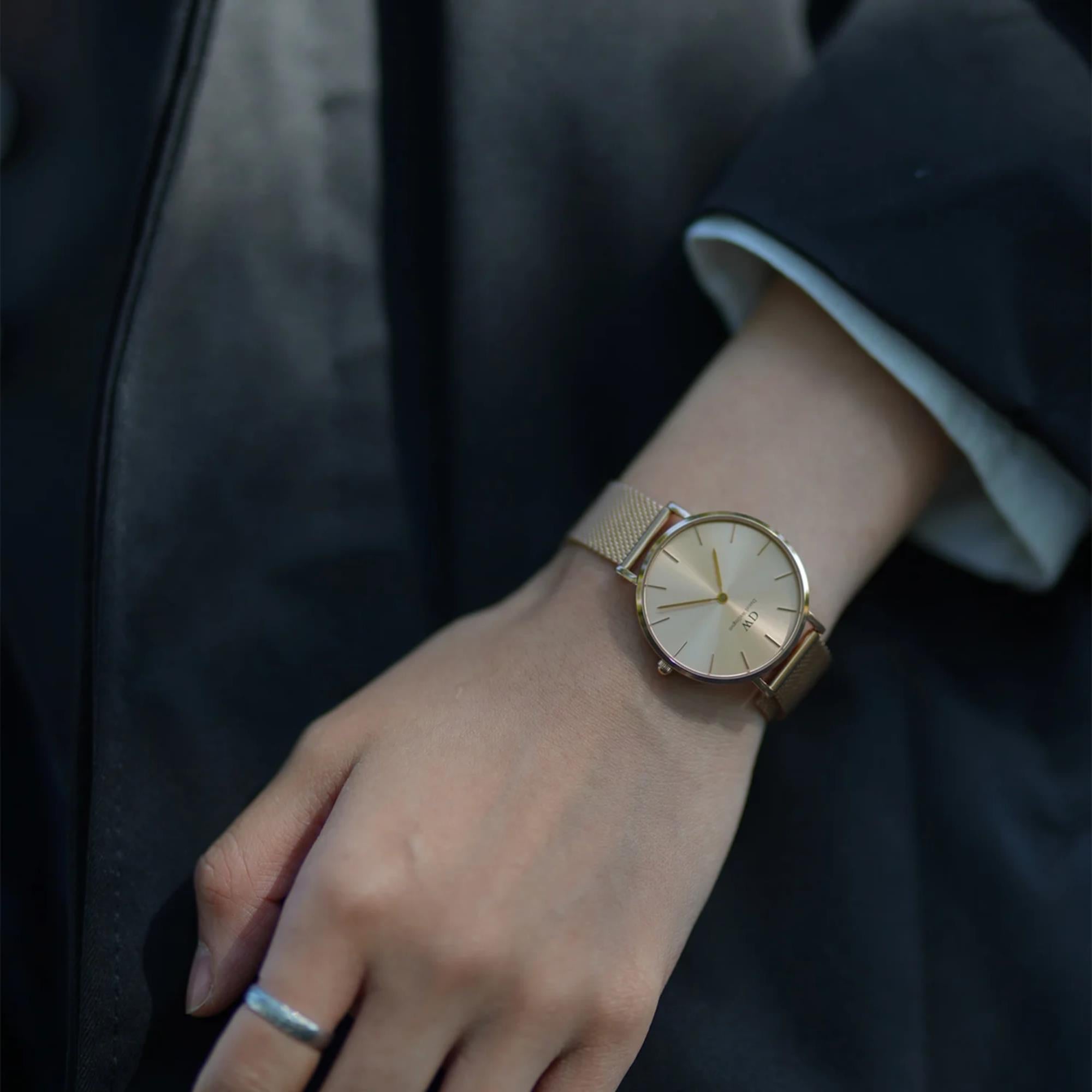 Daniel Wellington Petite 32mm Gold Dial Steel Ladies Quartz Watch DW00100474