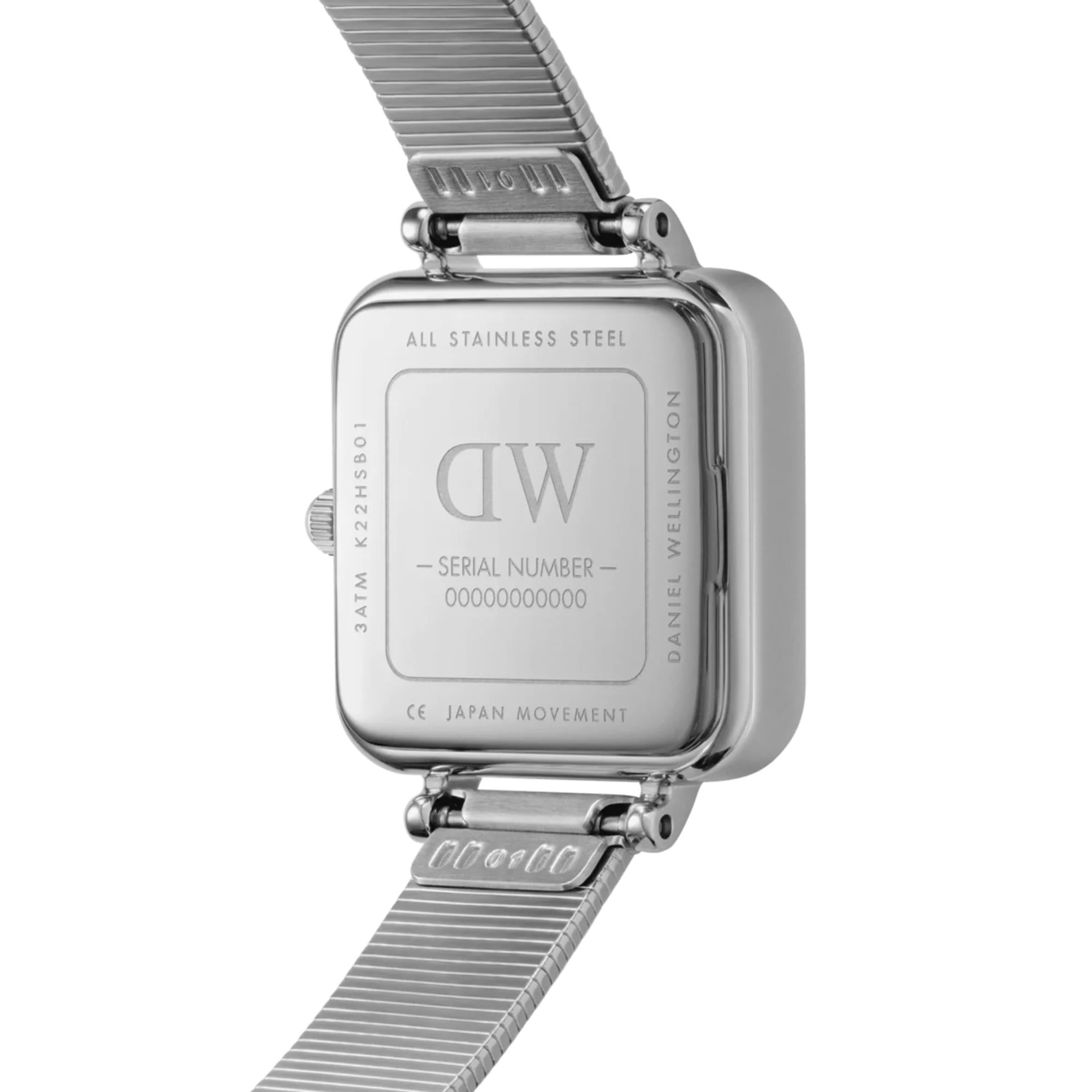 Daniel Wellington Quadro 22mm Schwarzes Zifferblatt Stahl Damen Quarz Uhr DW00100522