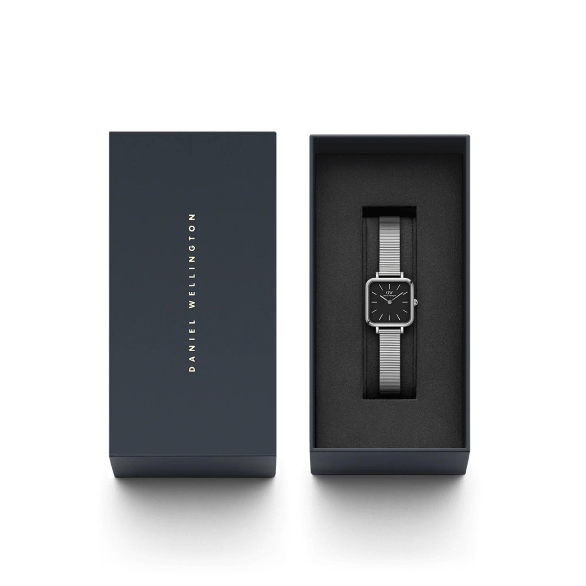 Daniel Wellington Quadro 22mm Schwarzes Zifferblatt Stahl Damen Quarz Uhr DW00100522
