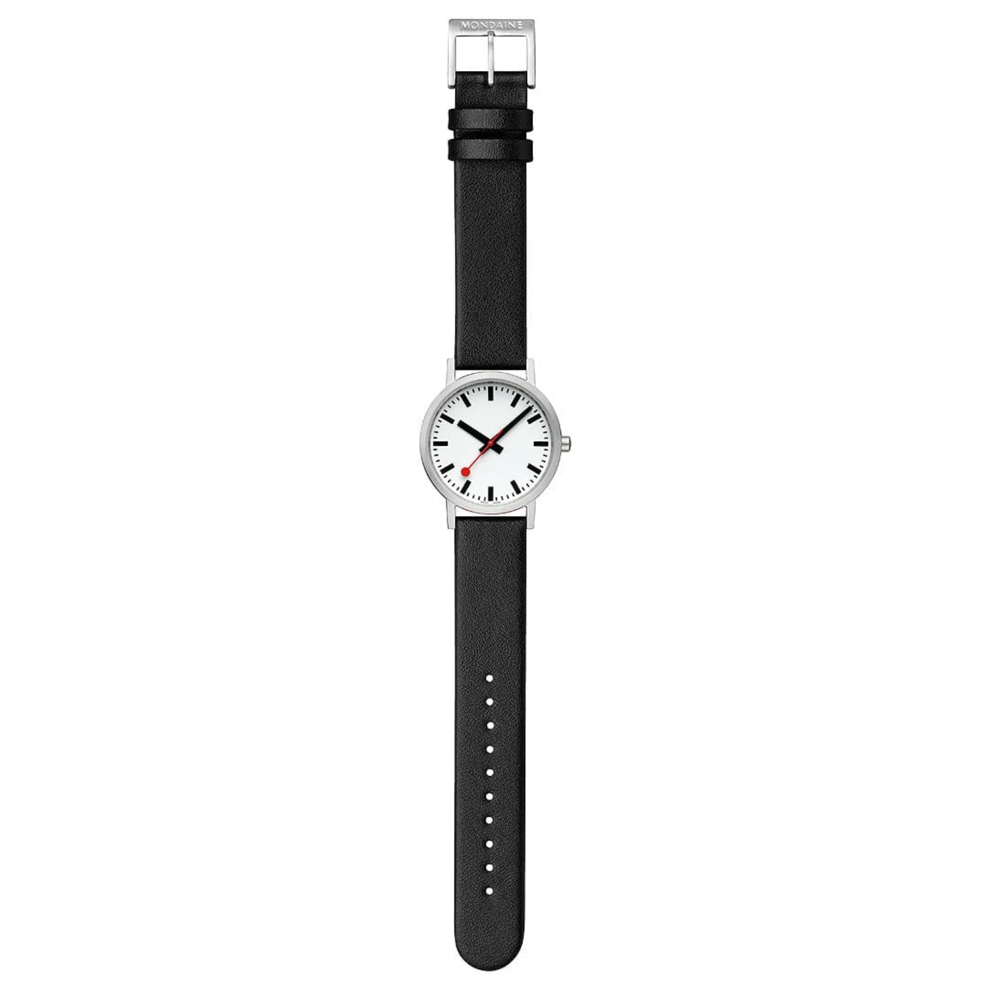 Mondaine Classic 40mm Weißes Zifferblatt Leder Herren Quarz Uhr A660.30360.16OMV