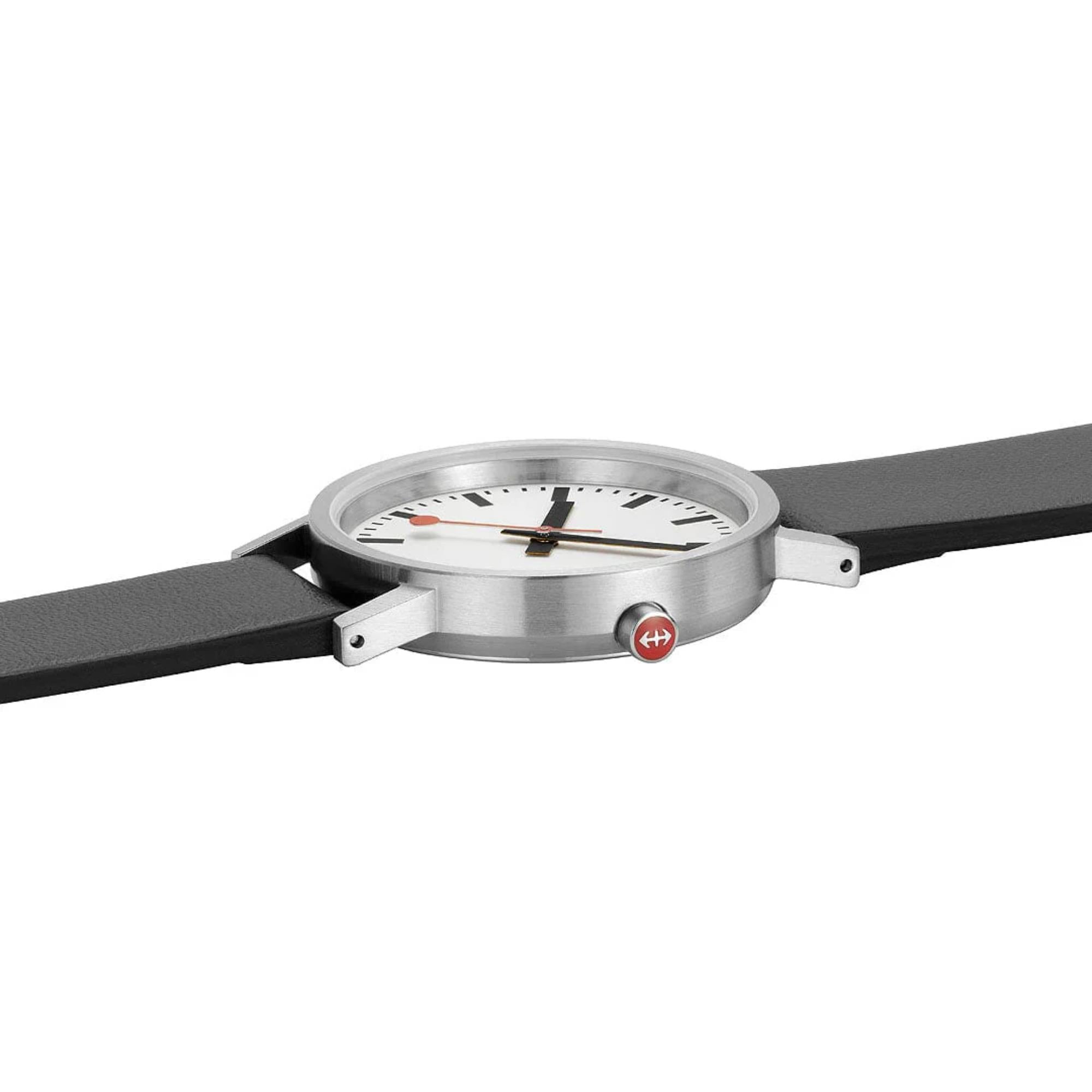 Mondaine Classic Quartz White Dial Black Leather Strap Women's Watch A660.30314.16OMV