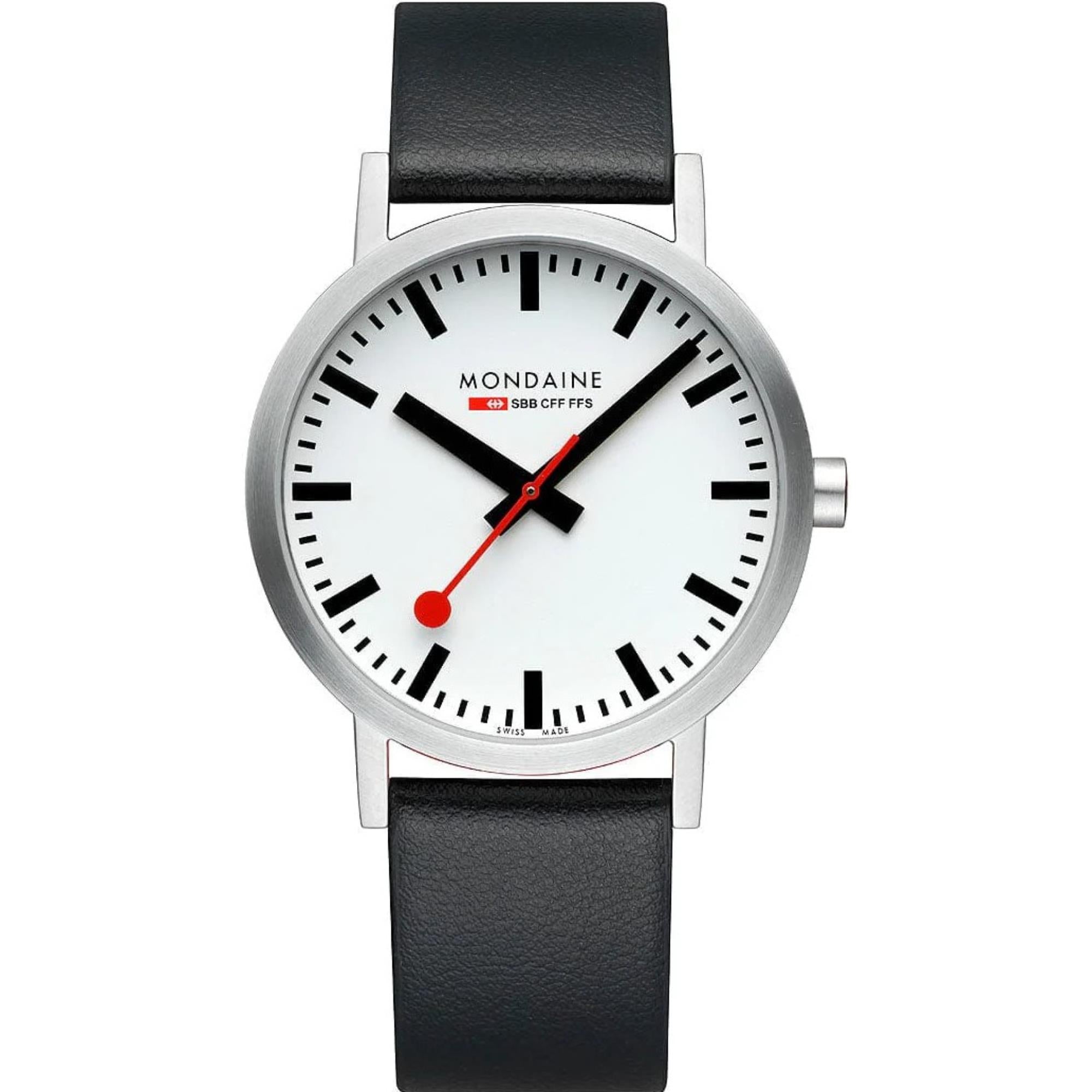 Mondaine Classic 40mm White Dial Leather Mens Quartz Watch A660.30360.16SBBV