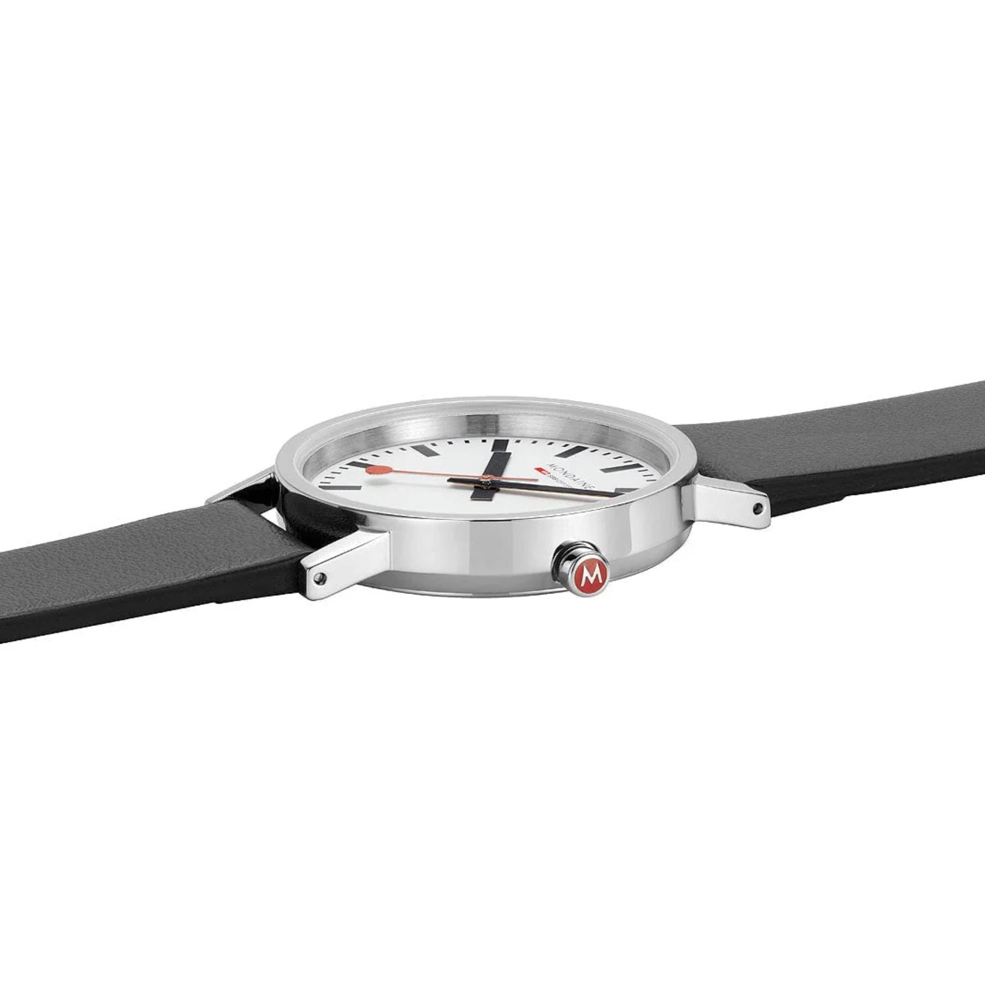 Mondaine Classic Quartz White Dial Black Leather Strap Watch A660.30314.16SBBV