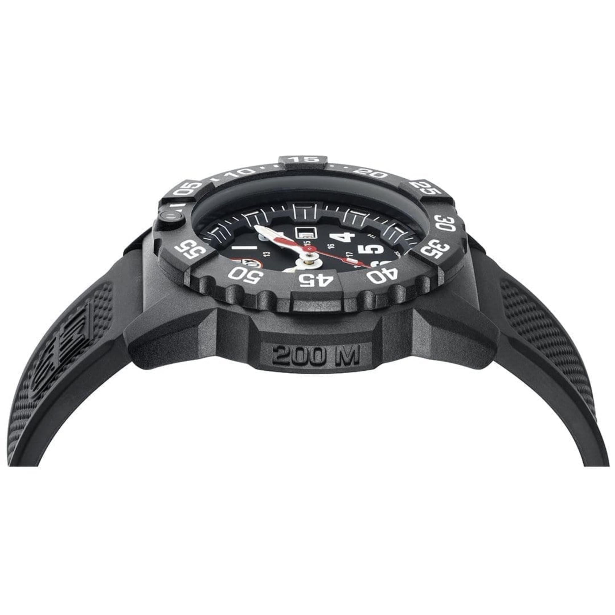 Luminox Navy Seal 3500 Quartz Carbonox Black Dial Black Rubber Strap Men's Watch XS.3501.F - WatchNation
