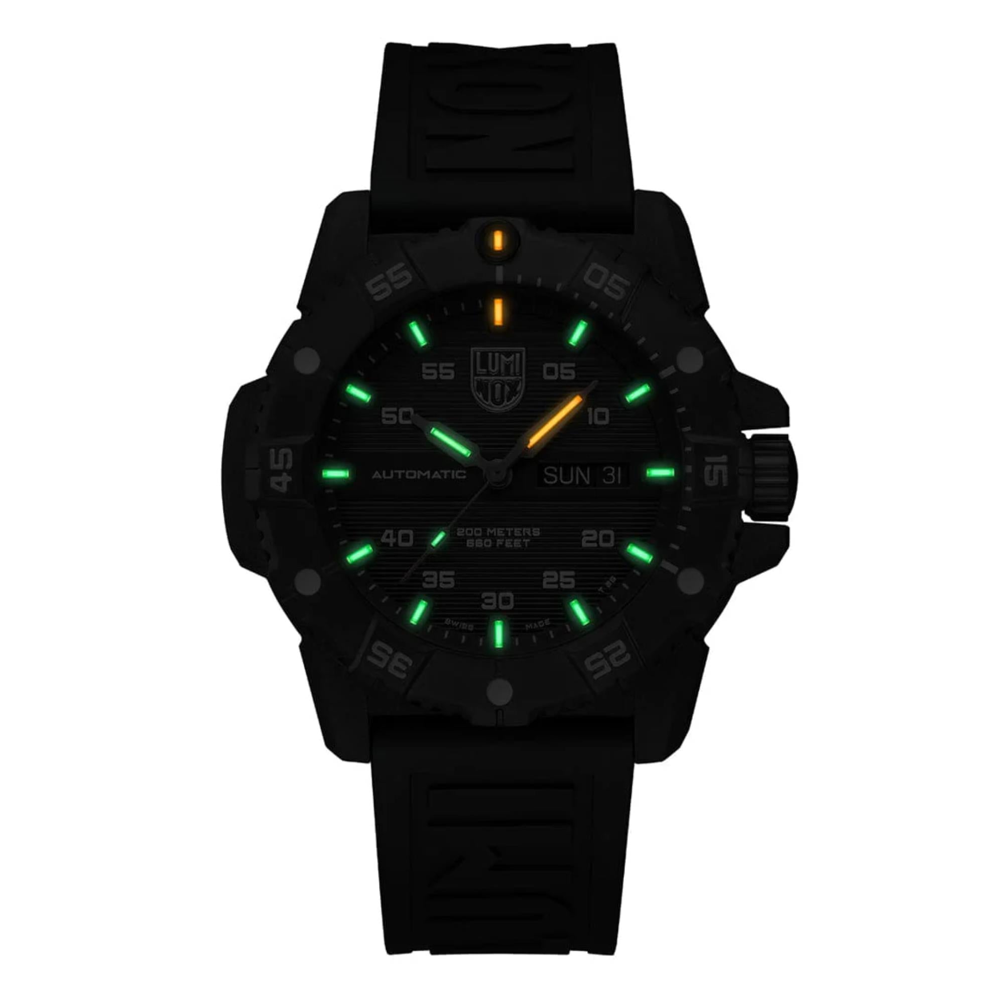 Luminox Master Carbon Seal 3860 Serie Automatik Graues Zifferblatt Grünes Gummiarmband Herren Uhr XS.3877