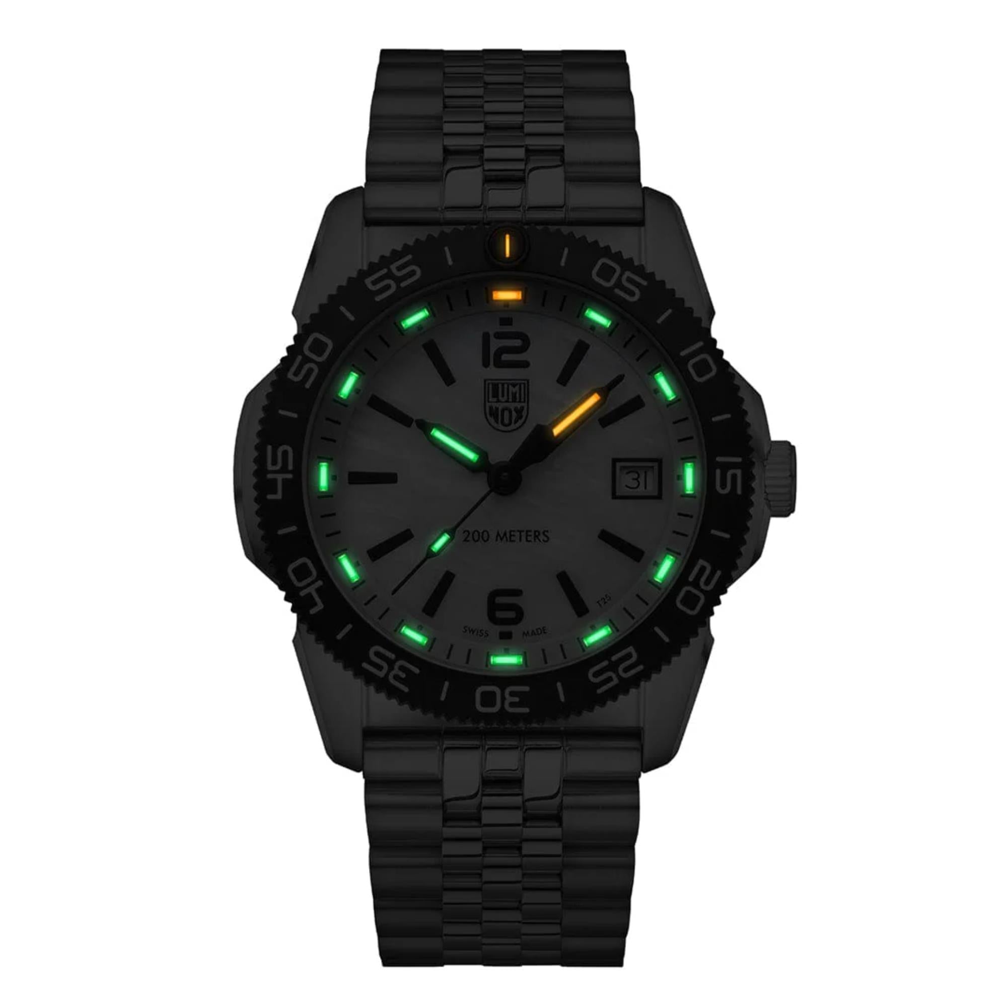 Luminox Pacific Diver Ripple Collection Quarz Perlmutt Zifferblatt Stahlarmband Uhr XS.3126M