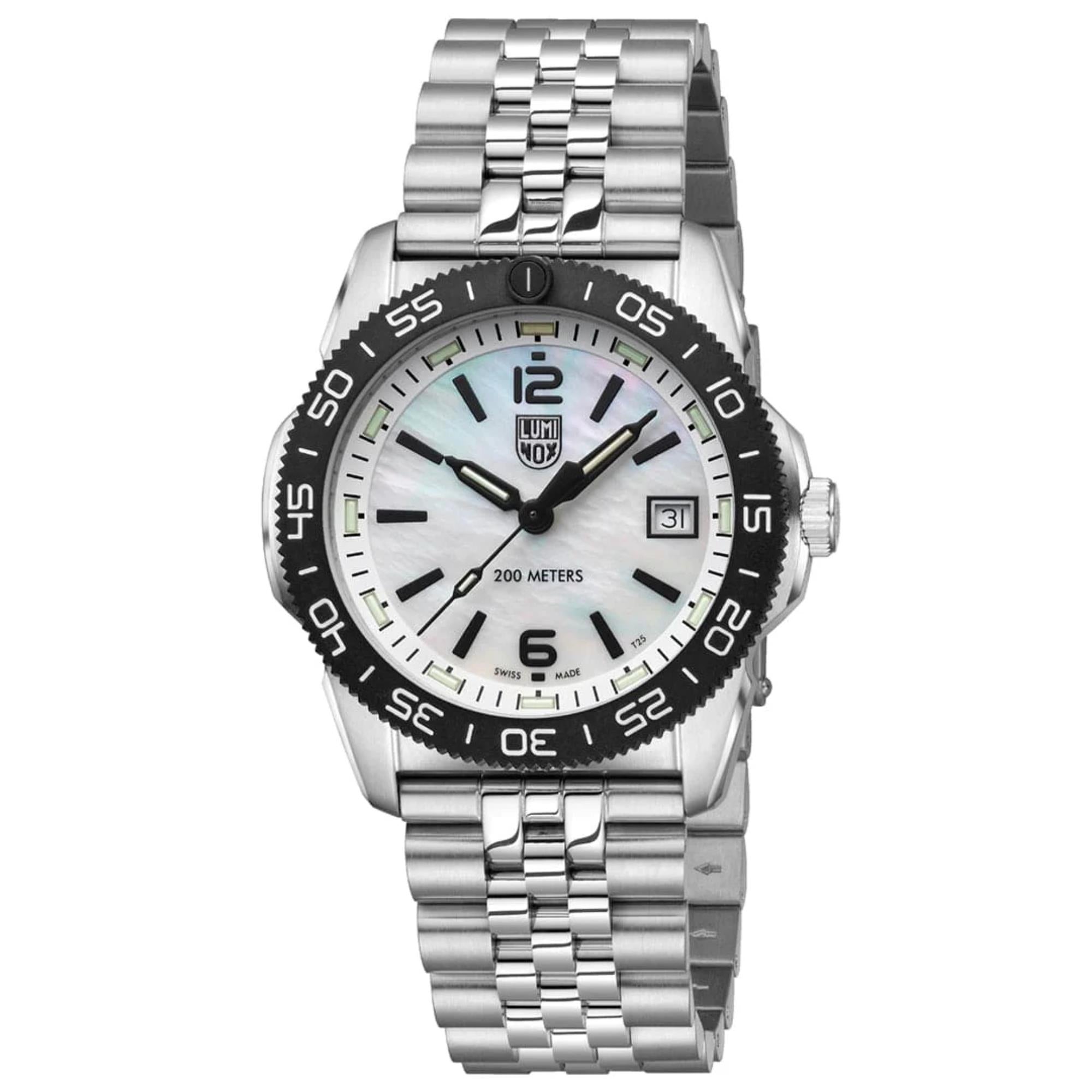 Luminox Pacific Diver Ripple Collection Quarz Perlmutt Zifferblatt Stahlarmband Uhr XS.3126M