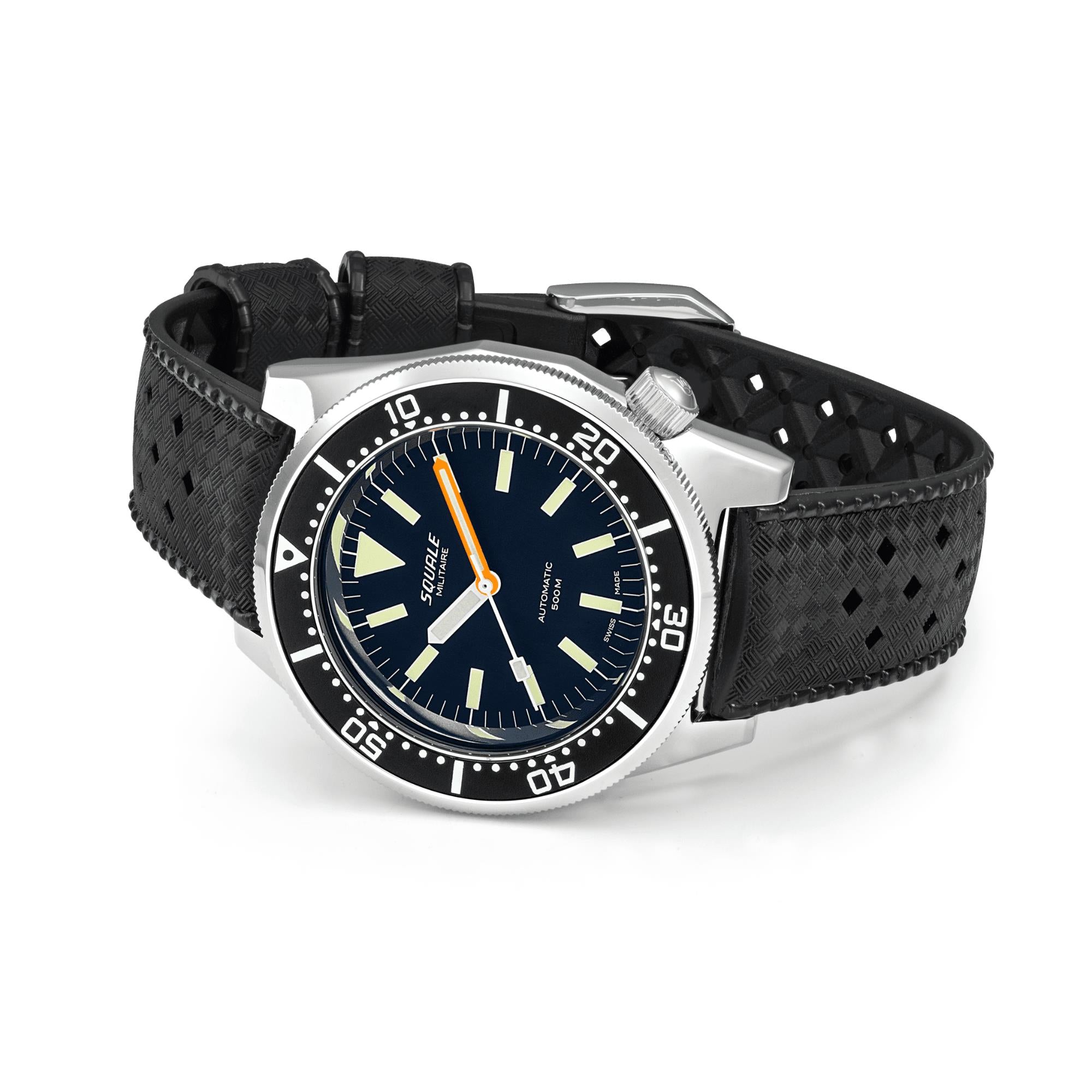 Squale 1521 Militaire Automatic Black Dial Rubber Strap Men's Watch 1521MIL.HT