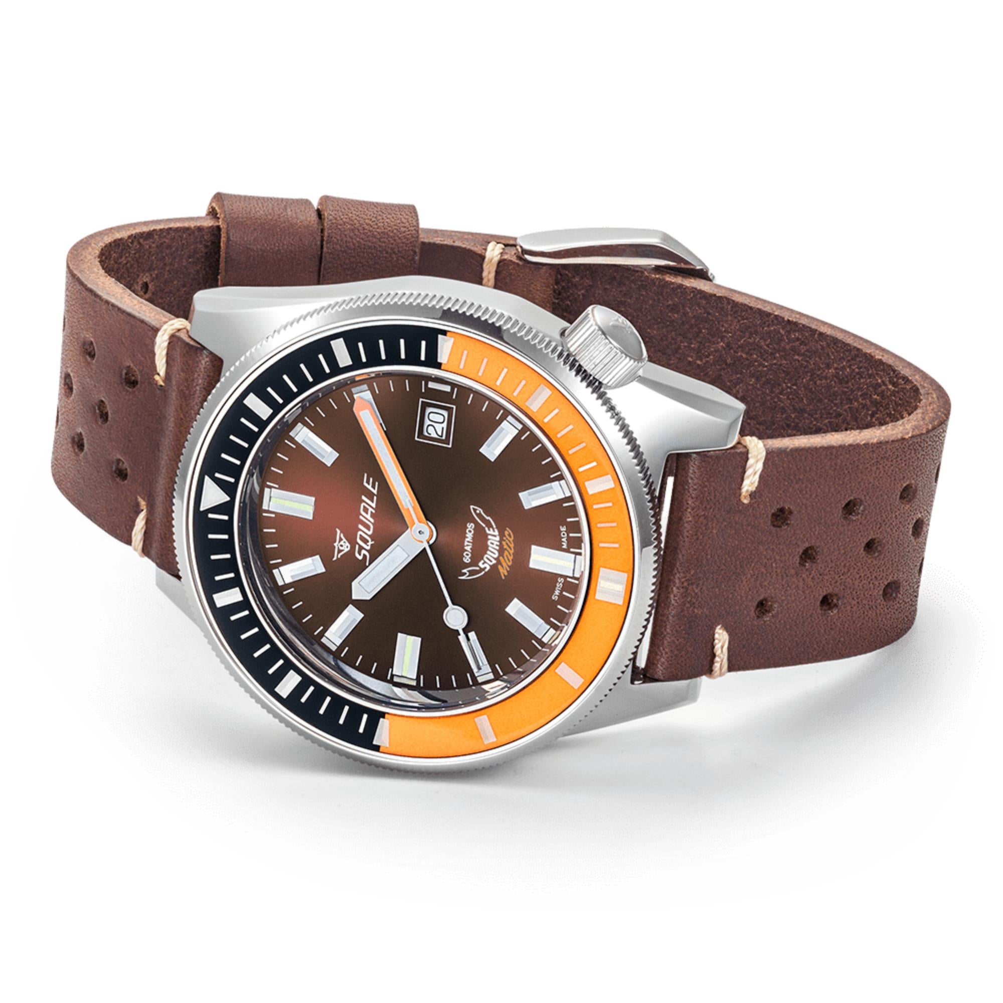Squale Matic Chocolate Automatic Brown Dial Leather Strap Men's Watch MATICXSD.PTS
