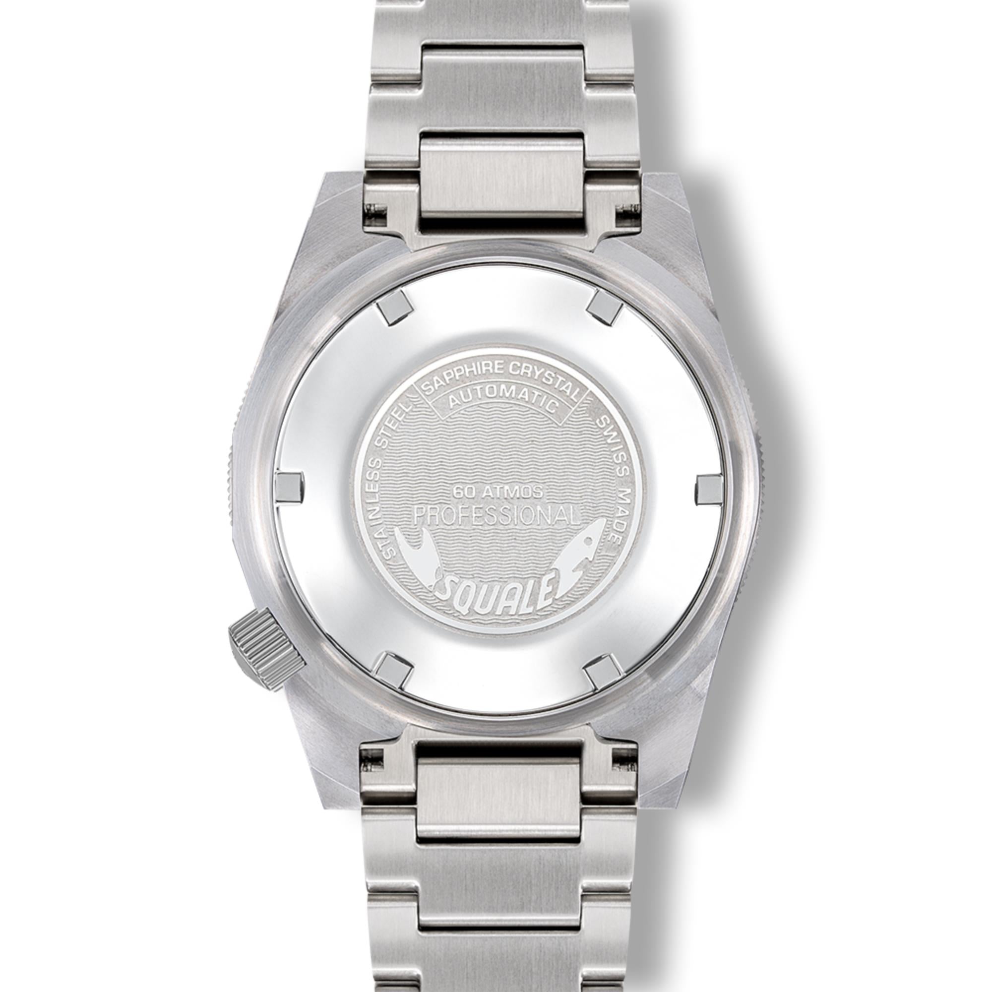 Squale Matic Satin Automatik Schwarzes Zifferblatt Stahlband Herrenarmbanduhr MATICXSG.SQ22B