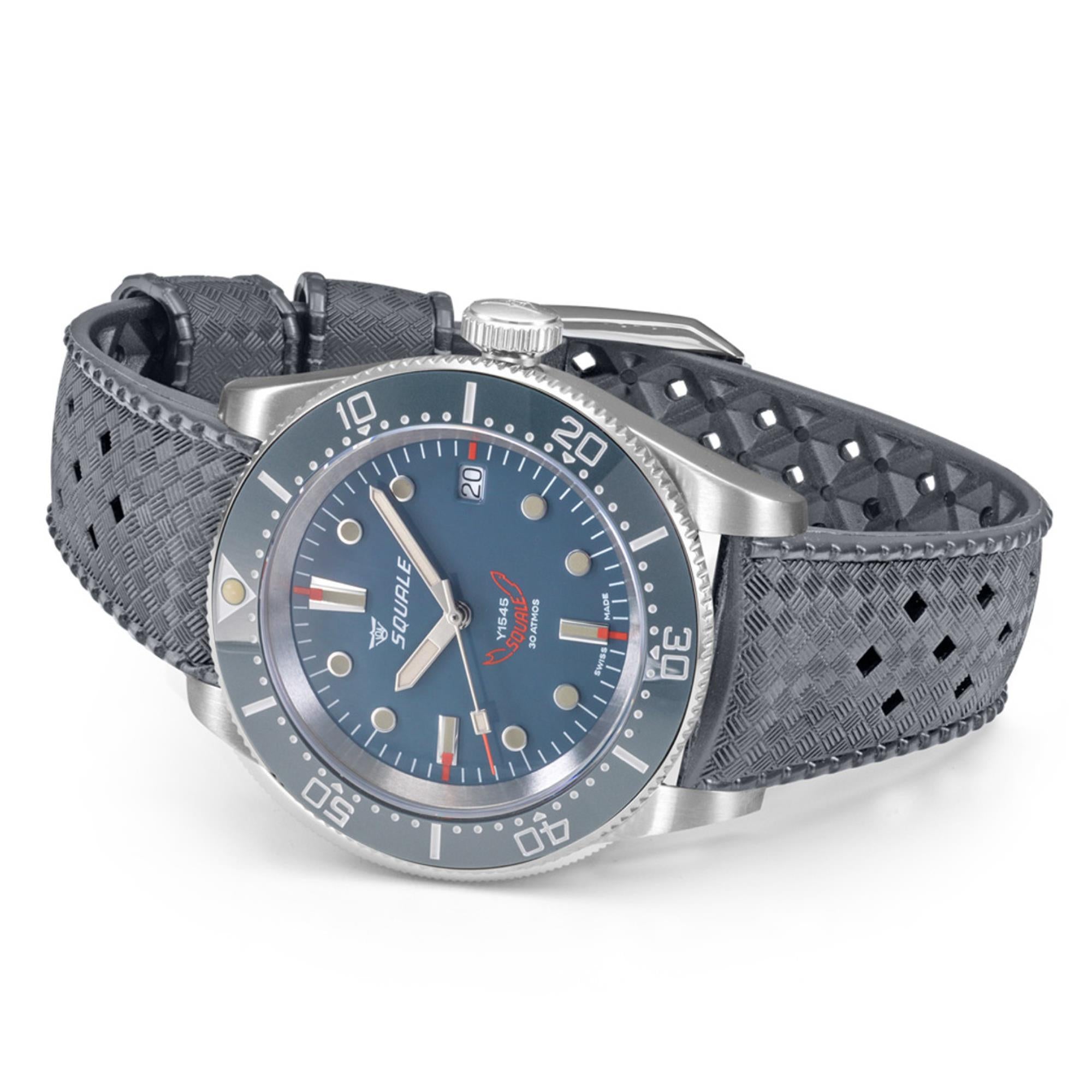 Squale 1545 Automatik Graues Zifferblatt Gummiband Herrenarmbanduhr 1545GG.HTG