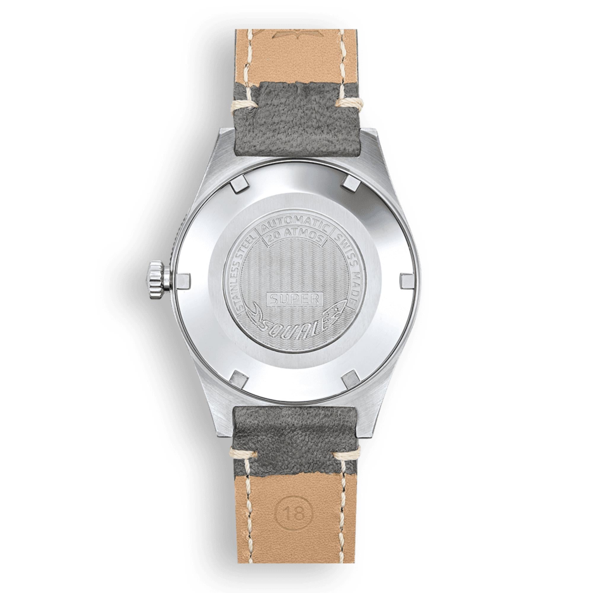 Squale Super-Squale Sunray Automatik Graues Zifferblatt Lederband Herrenarmbanduhr SUPERSSG.PG
