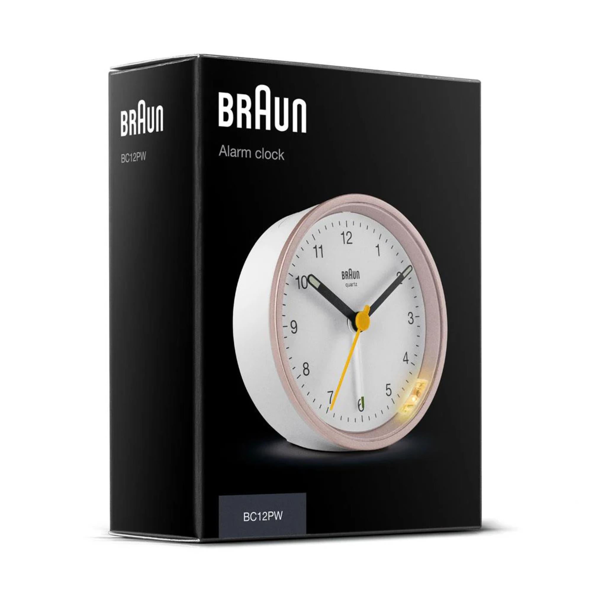 Braun Classic Quarz Weißes Zifferblatt Wecker BC12PW
