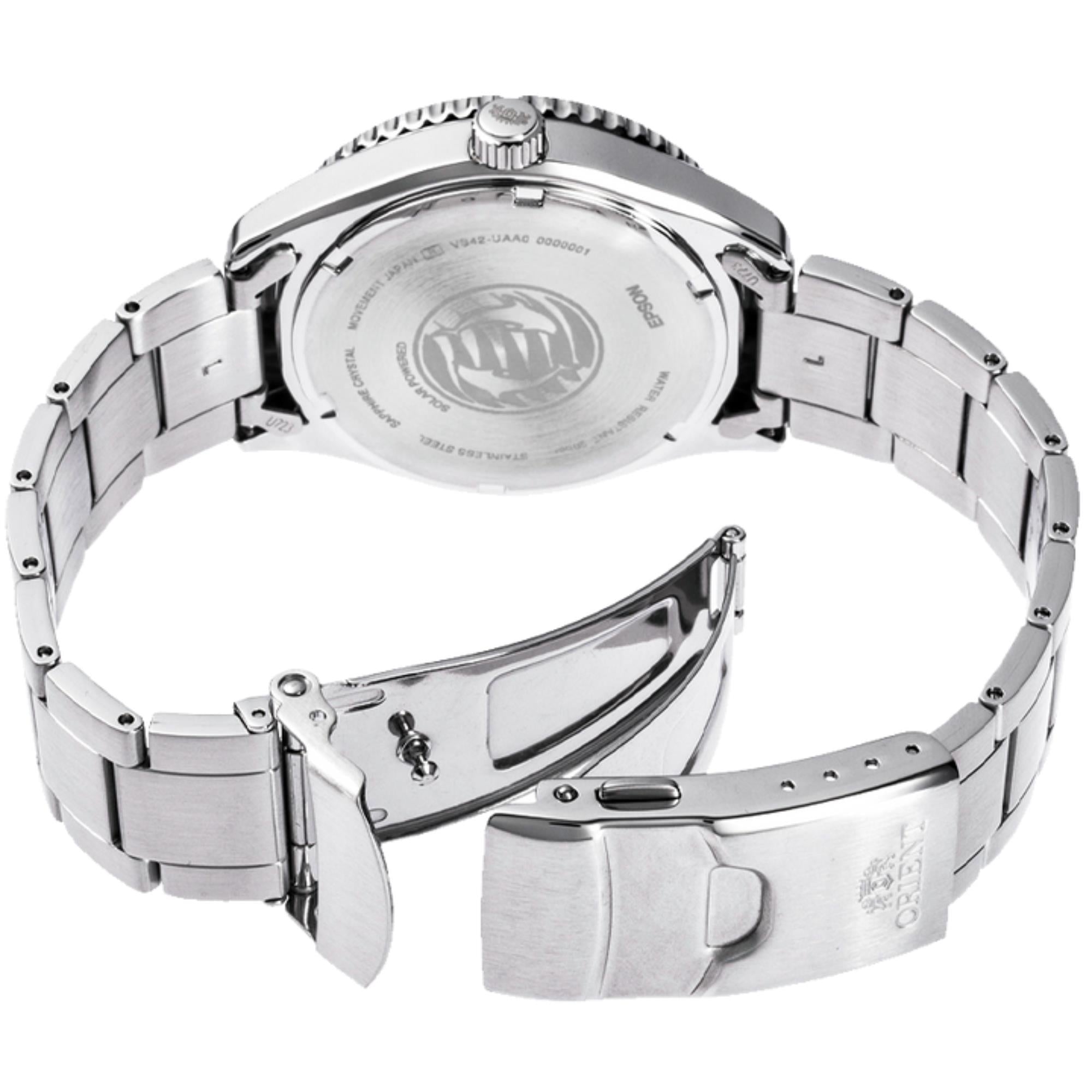 Orient Mako 40mm Ivory Dial Steel Mens Solar Watch RA-WJ0003S10B