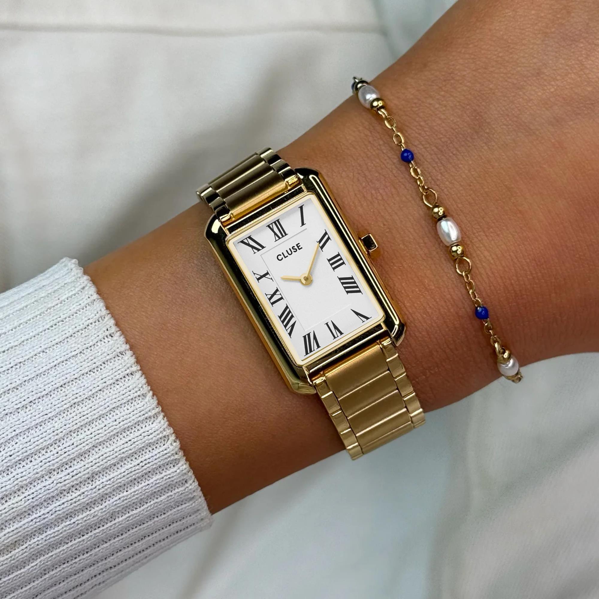 CLUSE Belisenna Quartz Weißes Zifferblatt Stahlarmband Damen Uhr CW15001