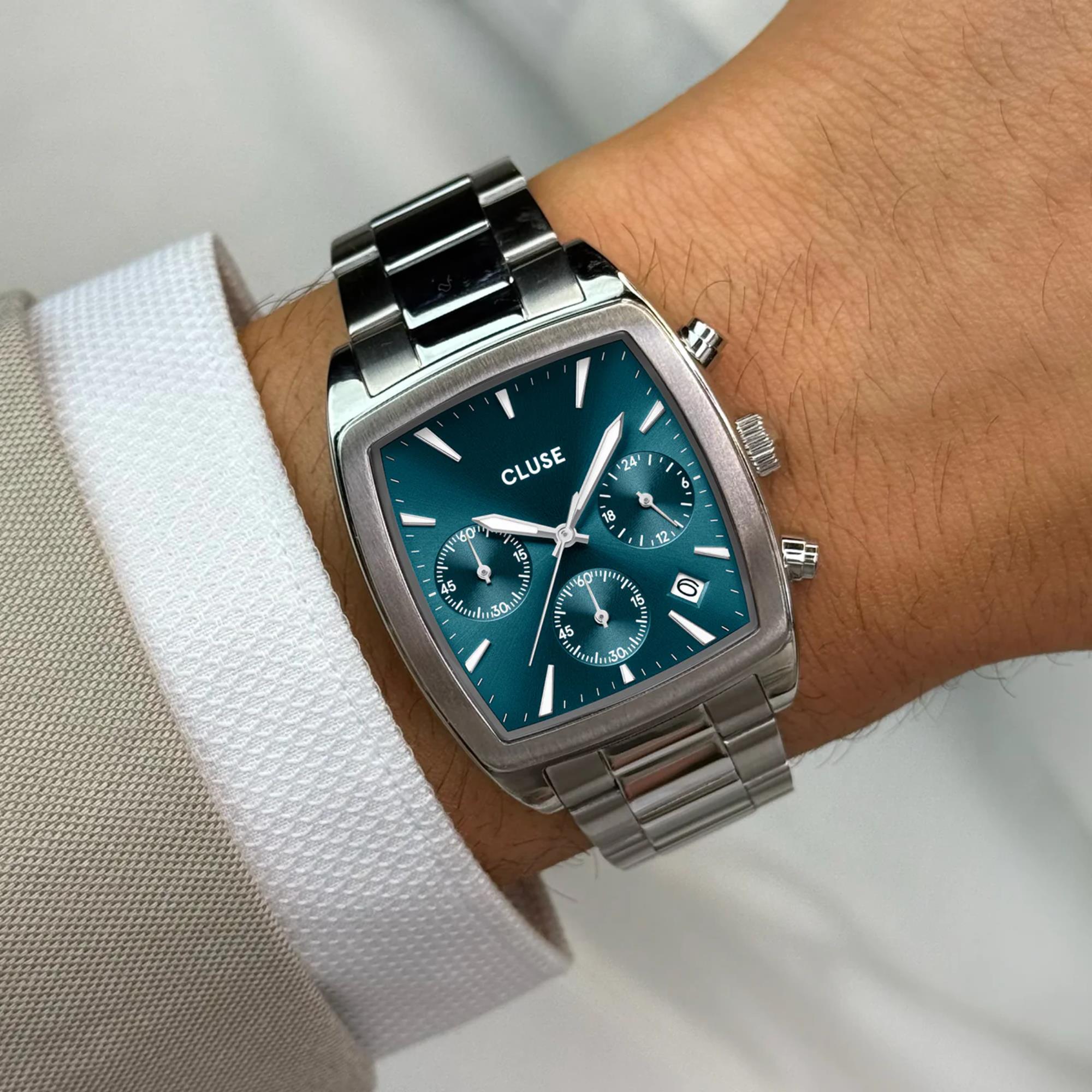 CLUSE Quartaut Quarz Chronograph Blaues Zifferblatt Stahlarmband Herrenuhr CW52001