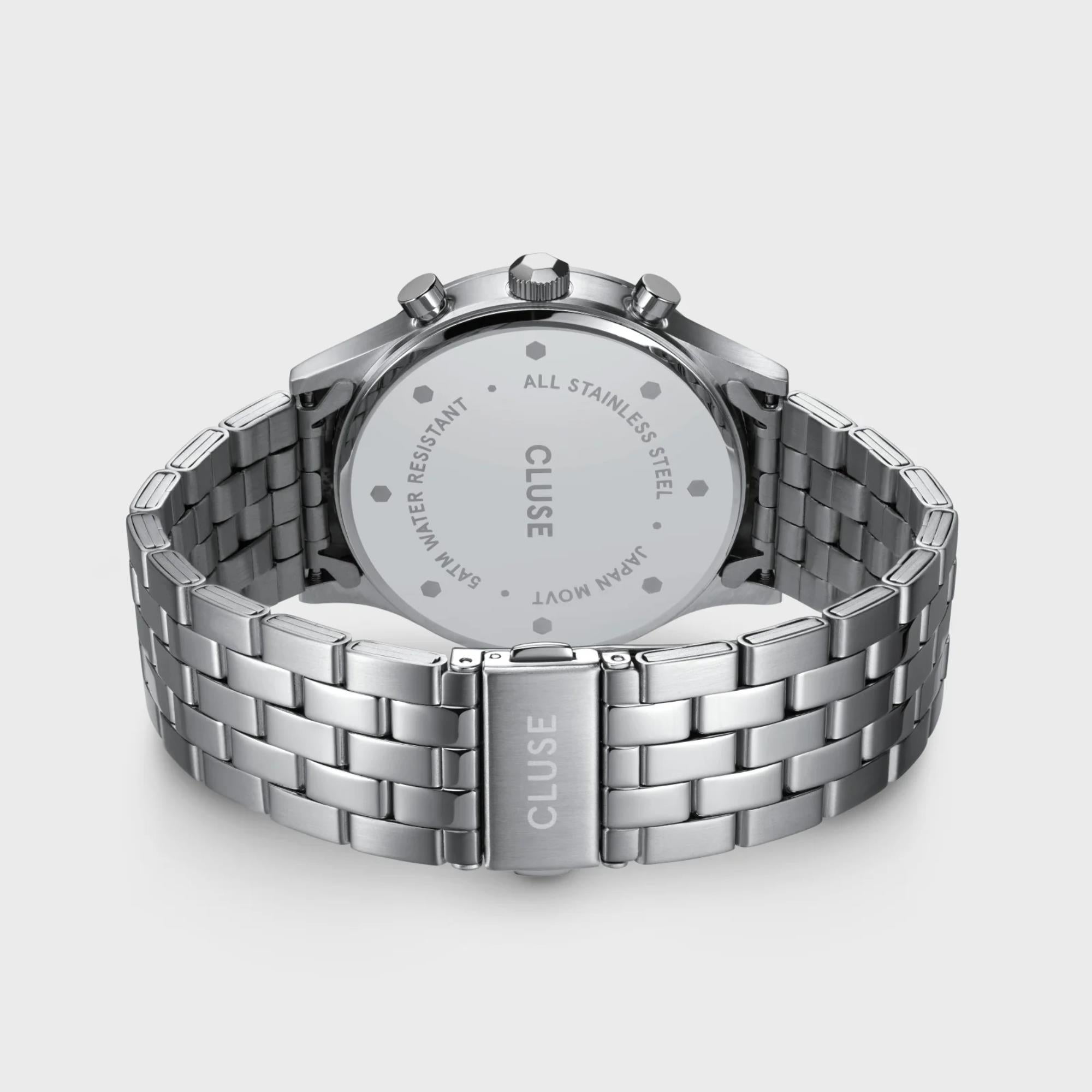 CLUSE Anthéor Quarz Chronograph Grünes Zifferblatt Stahlarmband Herrenuhr CW21002