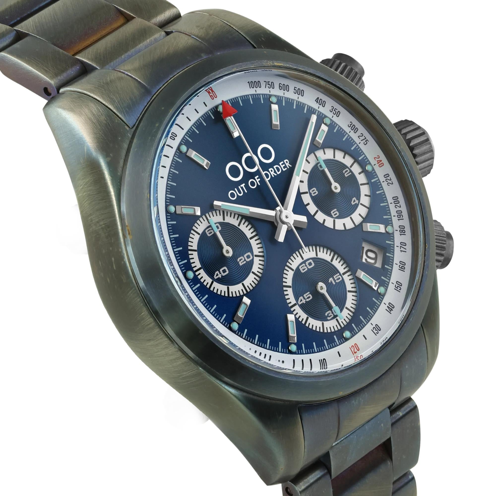 Out of Order Sporty Cronografo Quartz Blue Dial Steel Strap Watch OOO.001-23.BL.AC