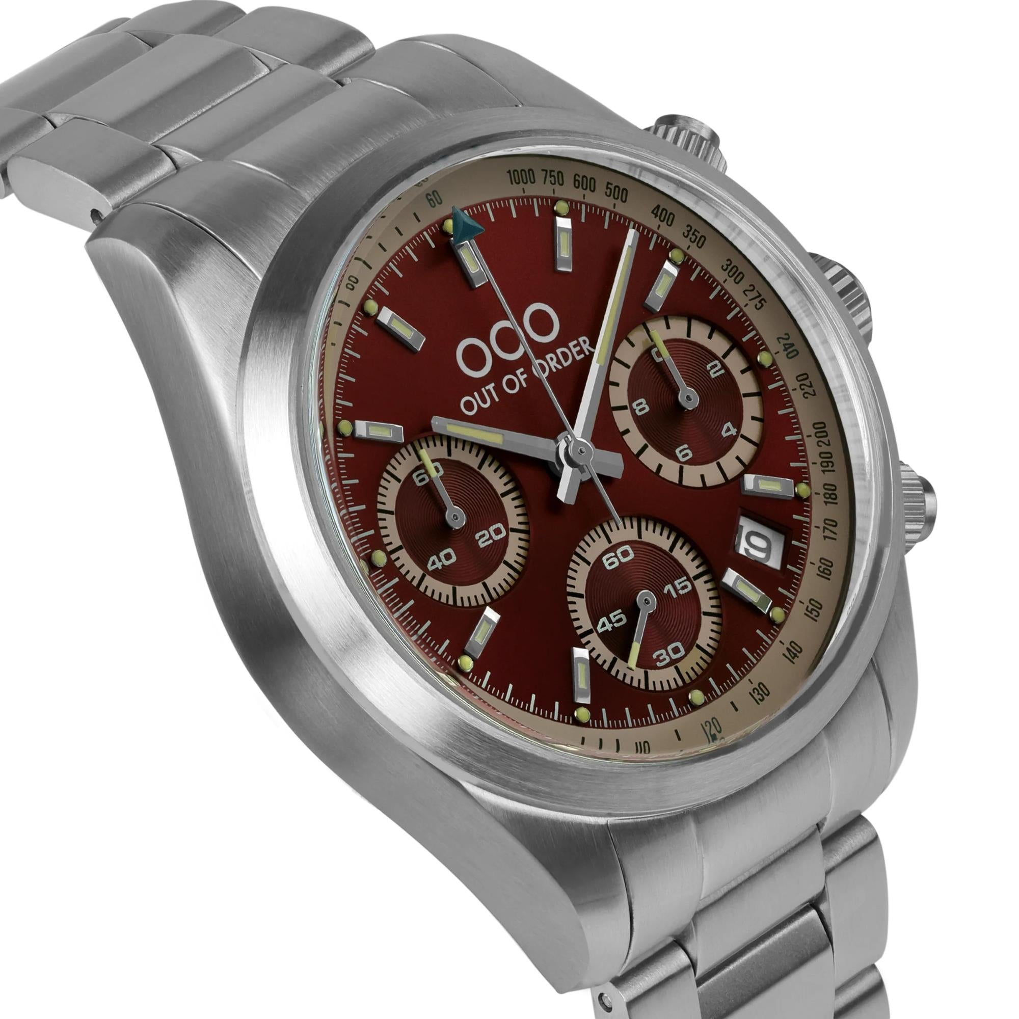 Out of Order Sporty Cronografo Ultra Brush Quartz Red Dial Steel Strap Watch OOO.001-23.RO.AC.SS