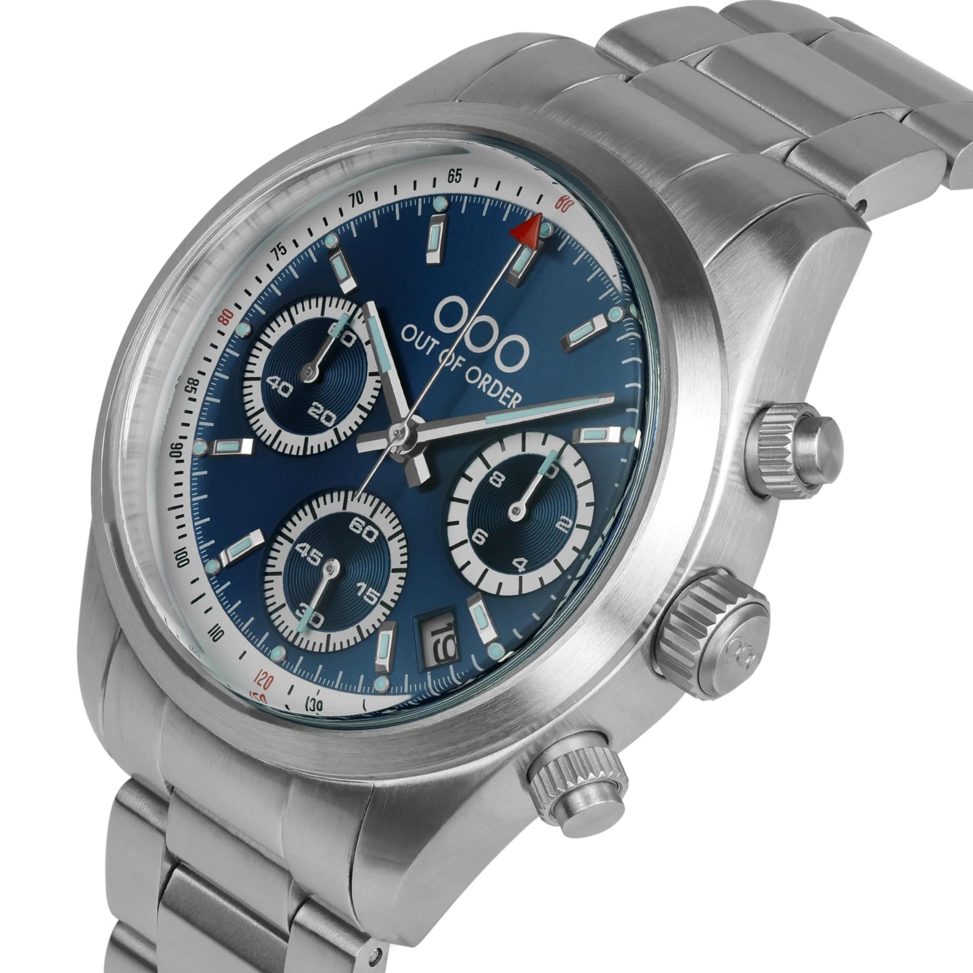 Out of Order Sporty Cronografo Ultra Brush Quartz Blue Dial Steel Strap Watch OOO.001-23.BL.AC.SS