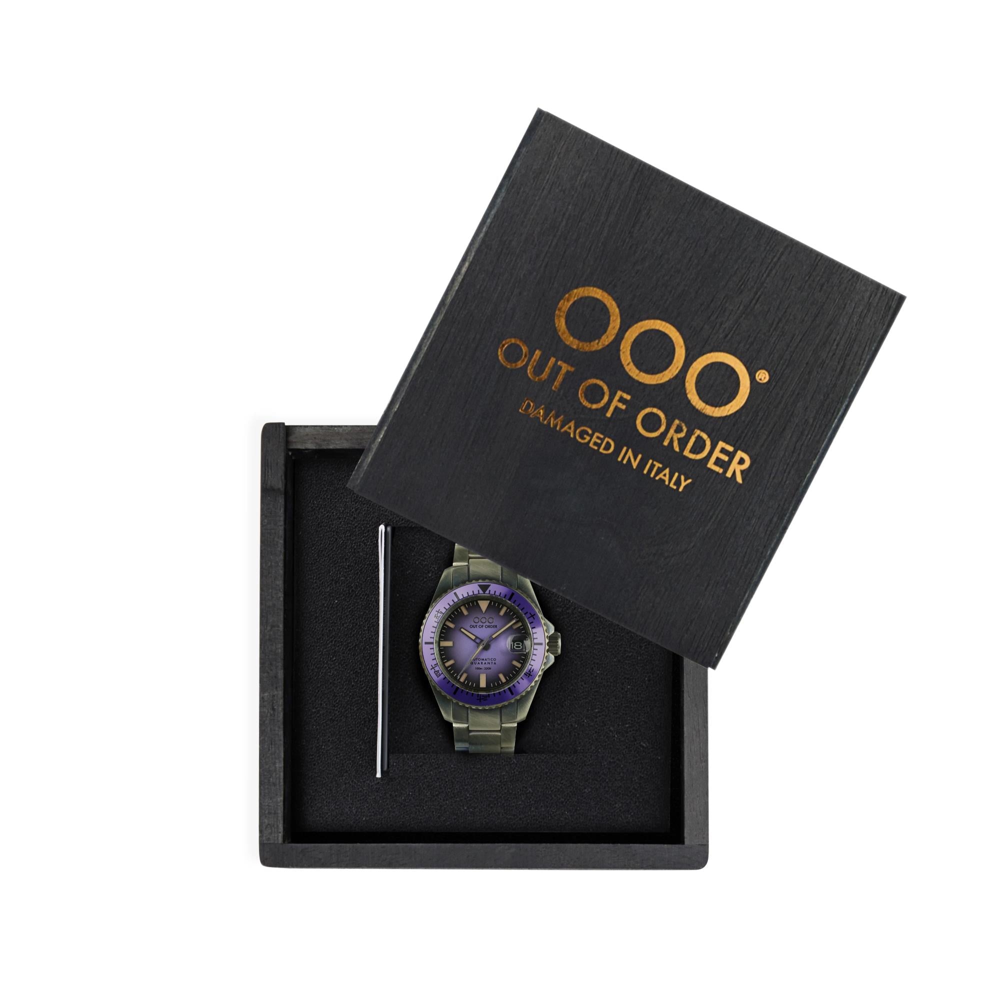 Out of Order Automatico Quaranta Ultra Distressed Automatic Indigo Dial Steel Strap Watch OOO.001-21.LI