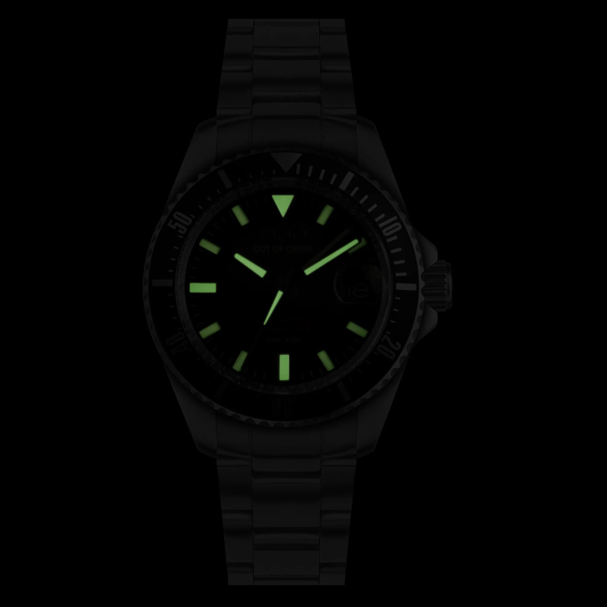 Out Of Order Automatico Quaranta Ultra Brushed Black Dial Steel Strap Men's Watch OOO.001-21.NE.SS
