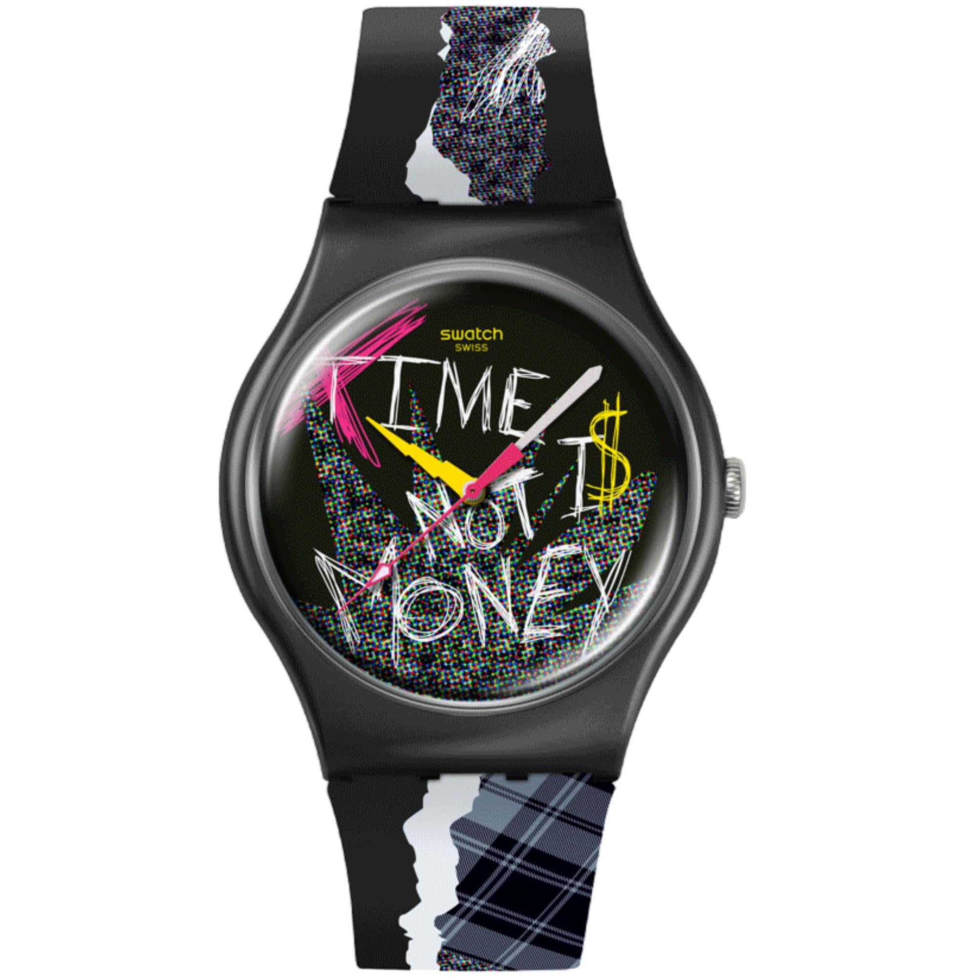 Swatch No Rules Blank Check Schwarzes Zifferblatt Silikon Uhr SO32B122-5300