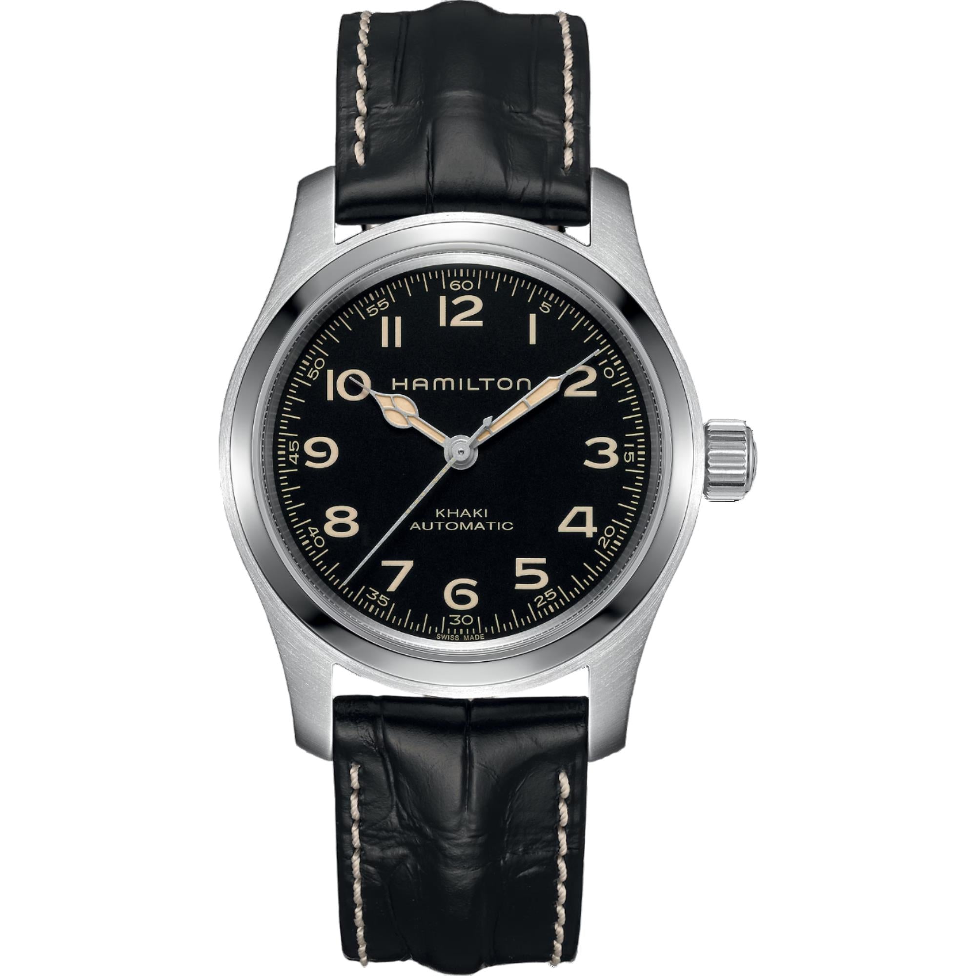 Hamilton Khaki Field 42mm Black Dial Mens Automatic Watch Bracelet Bundle H70605732