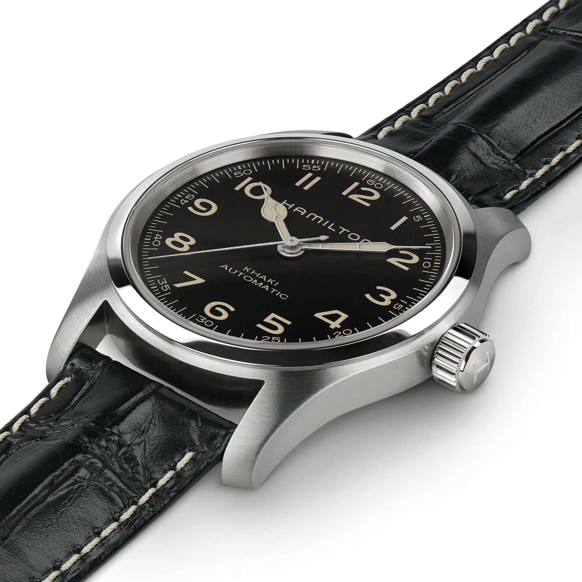 Hamilton Khaki Field 42mm Black Dial Mens Automatic Watch Bracelet Bundle H70605732