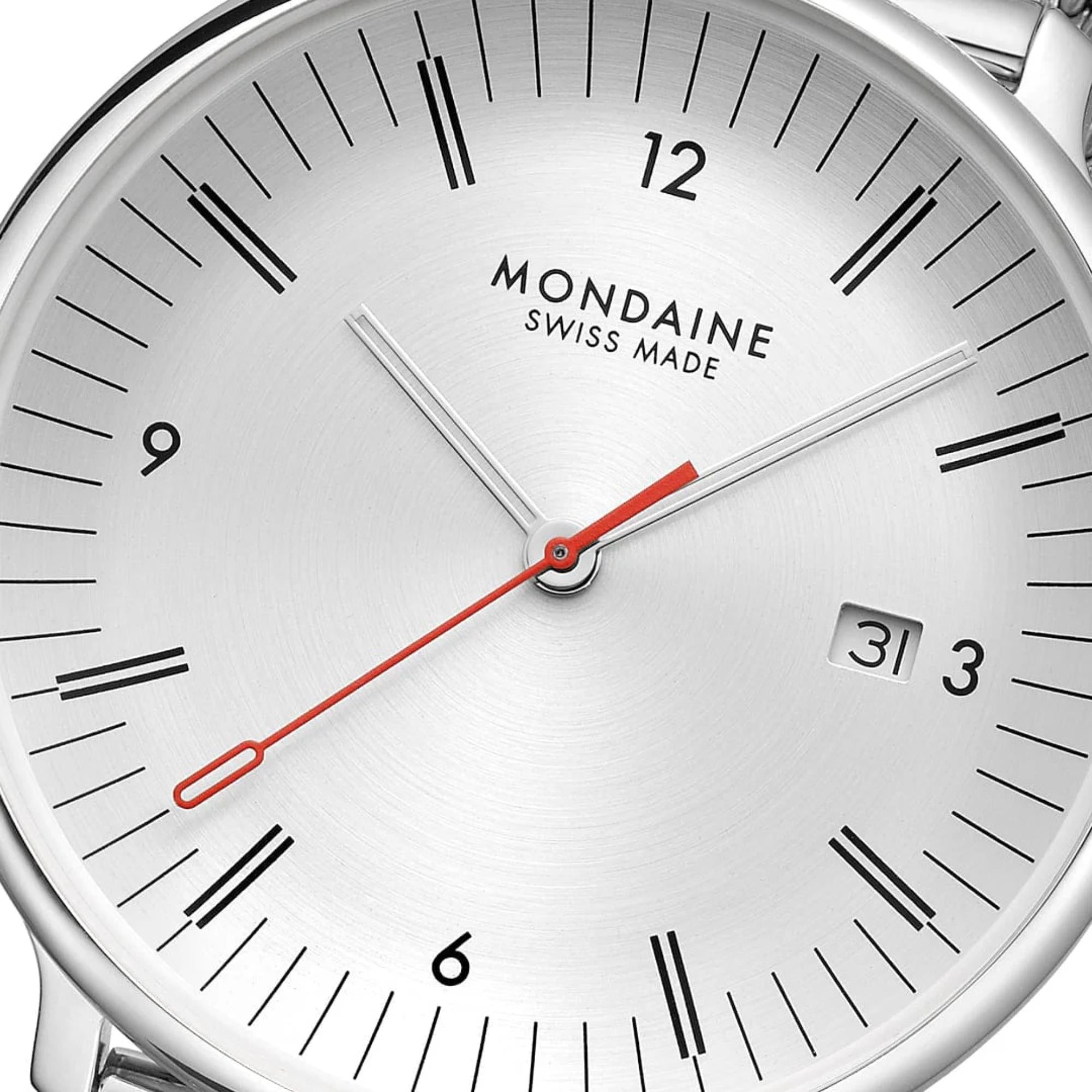Mondaine Doppio Quartz Off-White Dial Steel Strap Men's Watch MLE.41210.SM