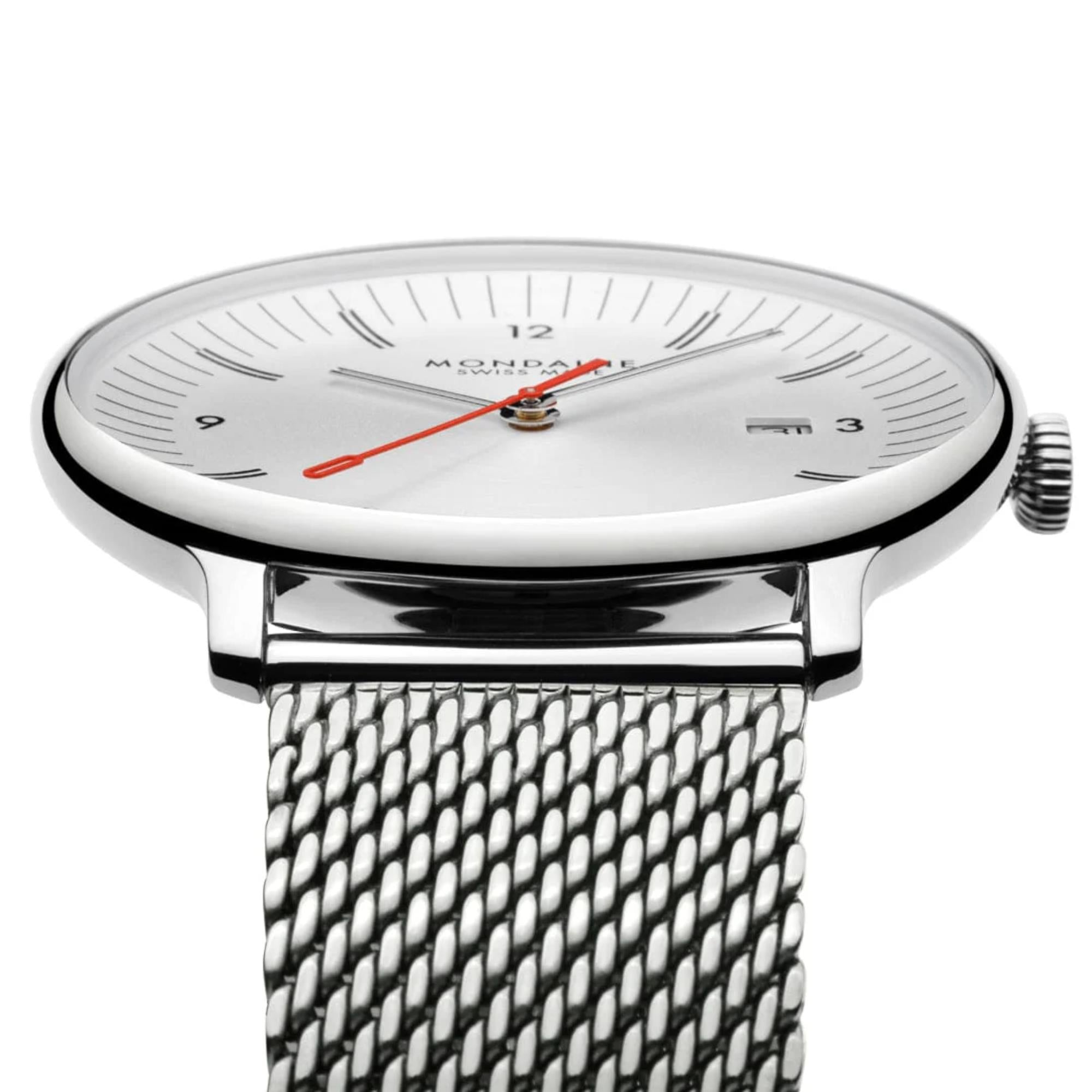 Mondaine Doppio Quartz Off-White Dial Steel Strap Men's Watch MLE.41210.SM