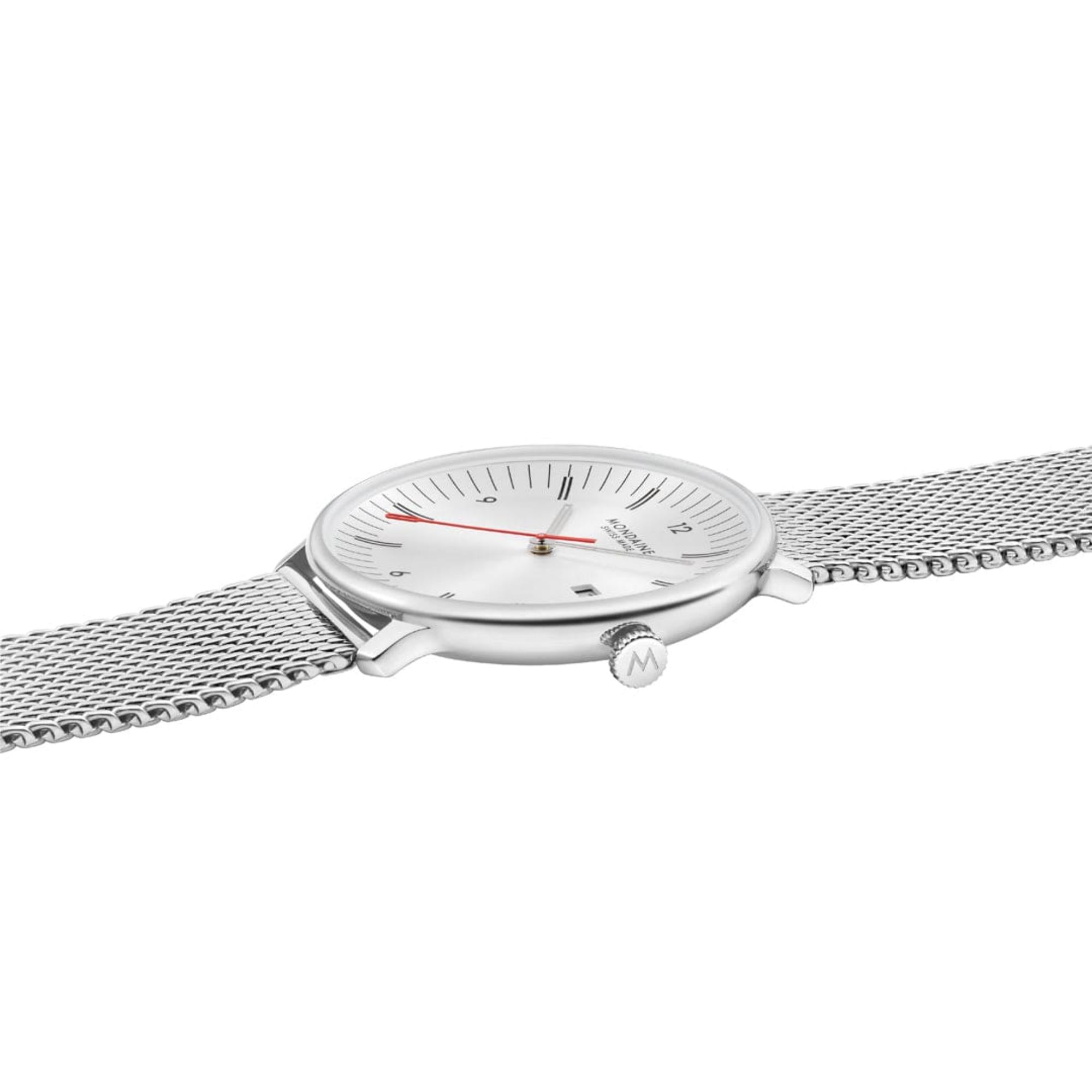 Mondaine Doppio Quartz Off-White Dial Steel Strap Men's Watch MLE.41210.SM