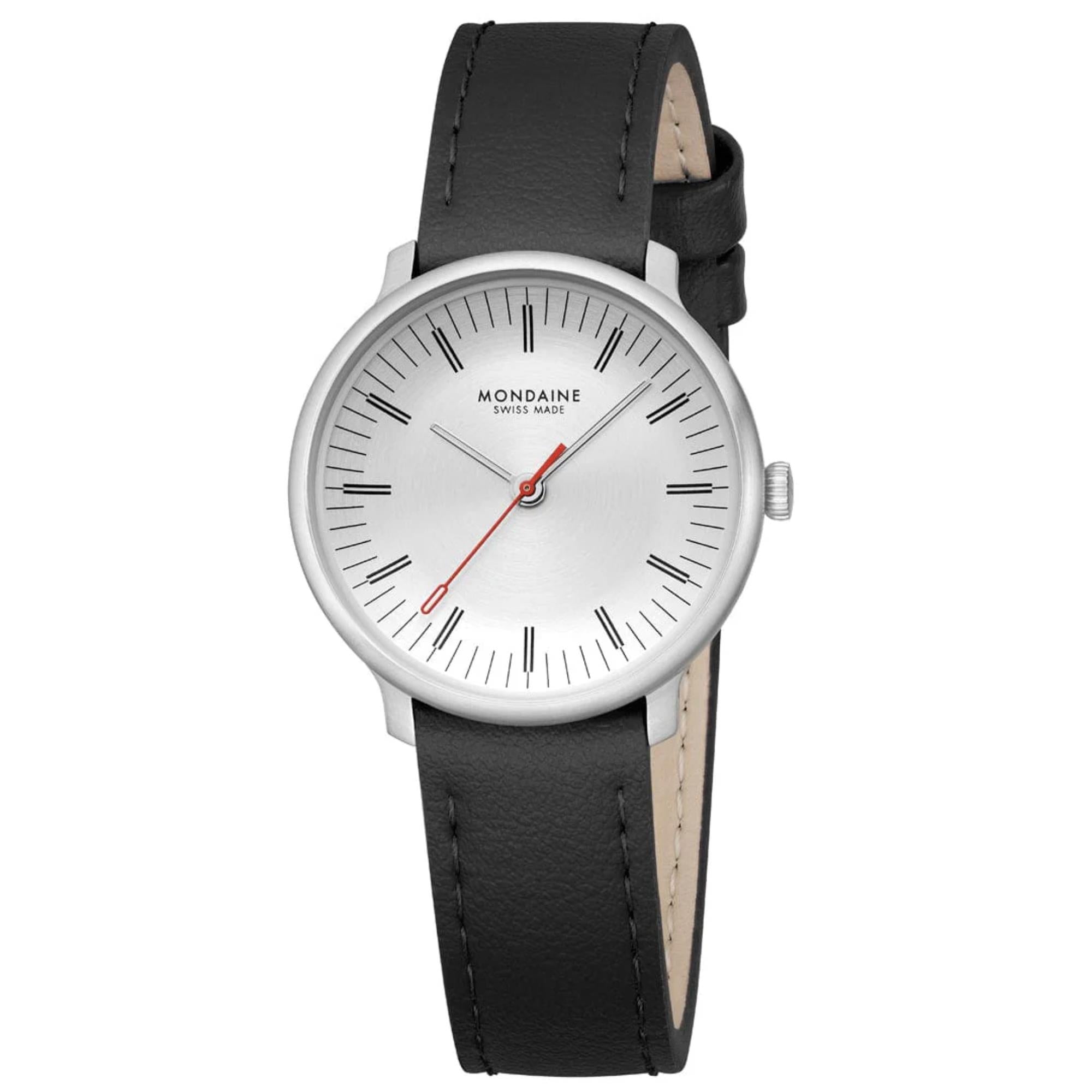 Mondaine Doppio Quarz Off-White Zifferblatt Lederarmband Damen Uhr MLE.33110.LBV