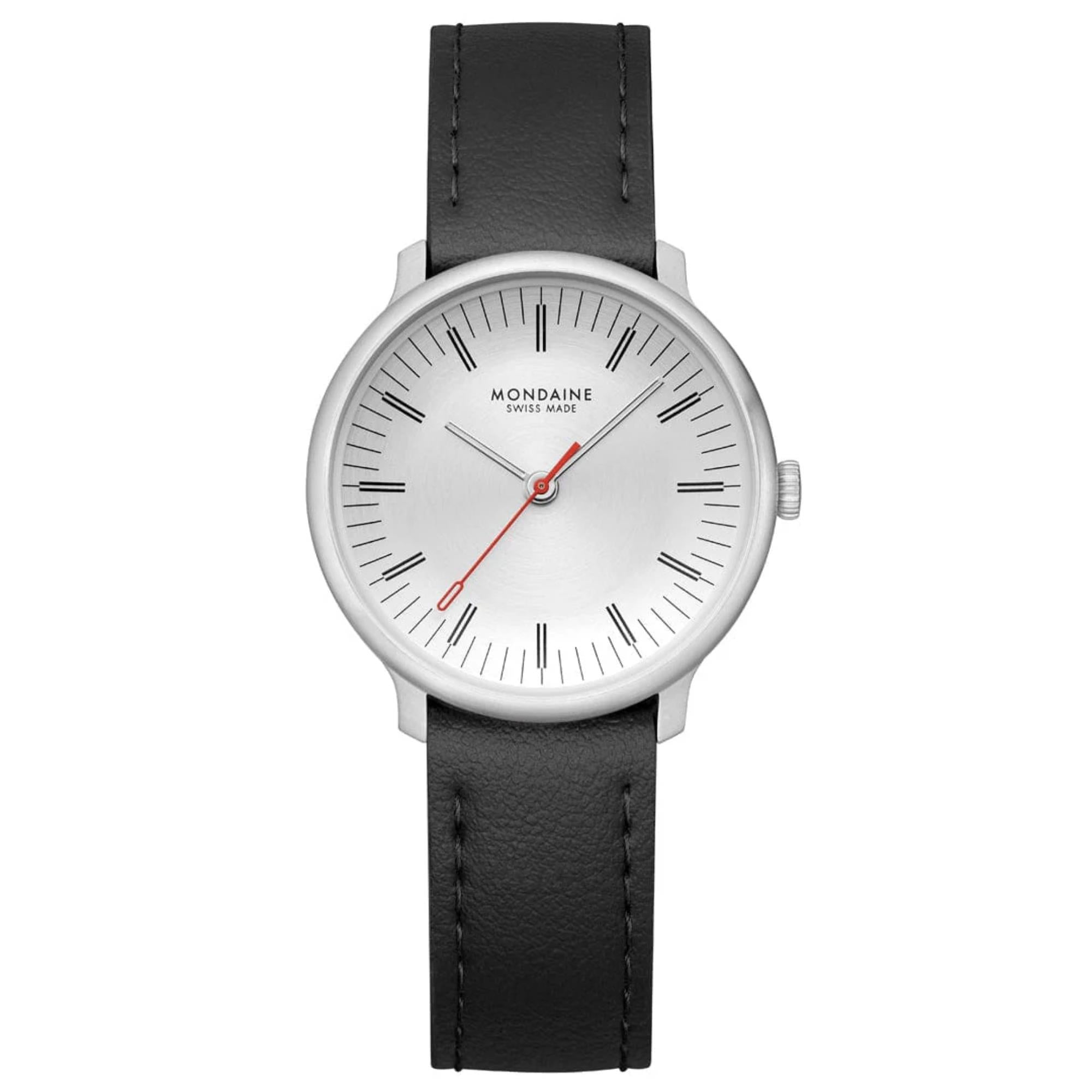 Mondaine Doppio Quarz Off-White Zifferblatt Lederarmband Damen Uhr MLE.33110.LBV