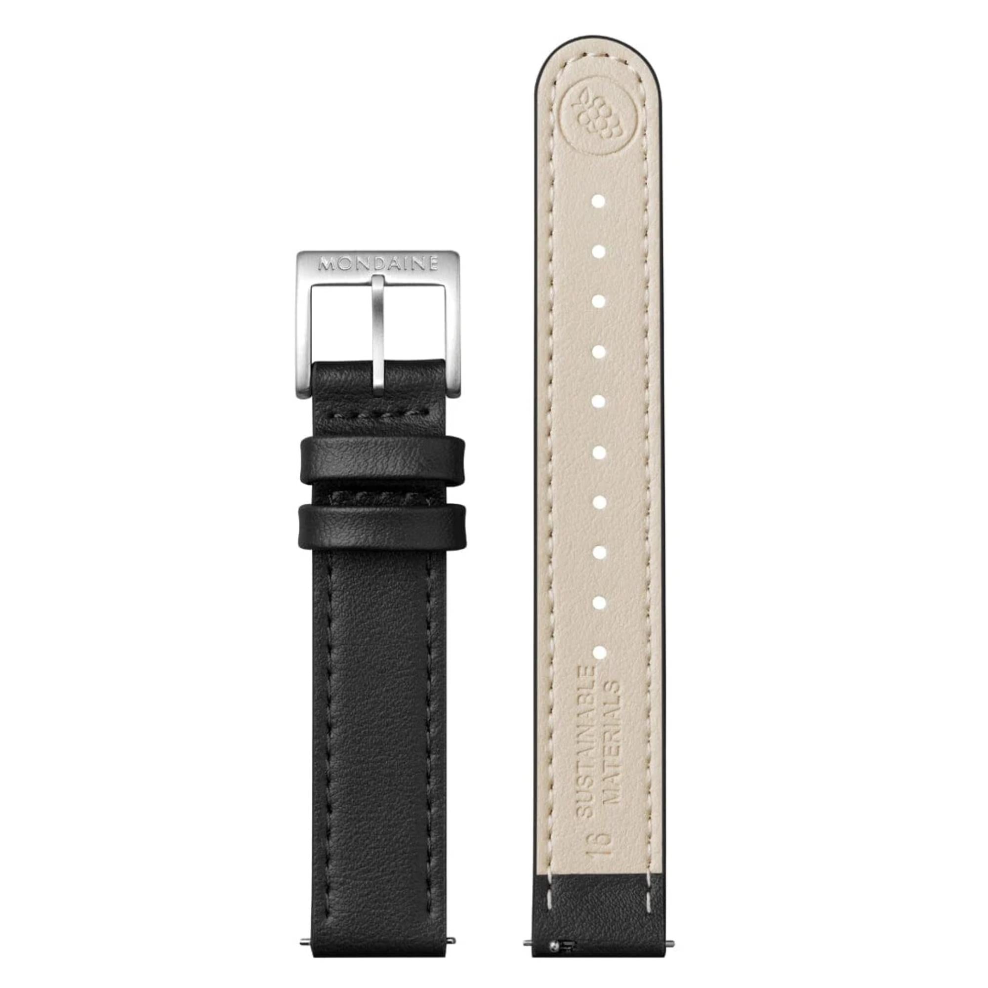 Mondaine Doppio Quarz Off-White Zifferblatt Lederarmband Damen Uhr MLE.33110.LBV