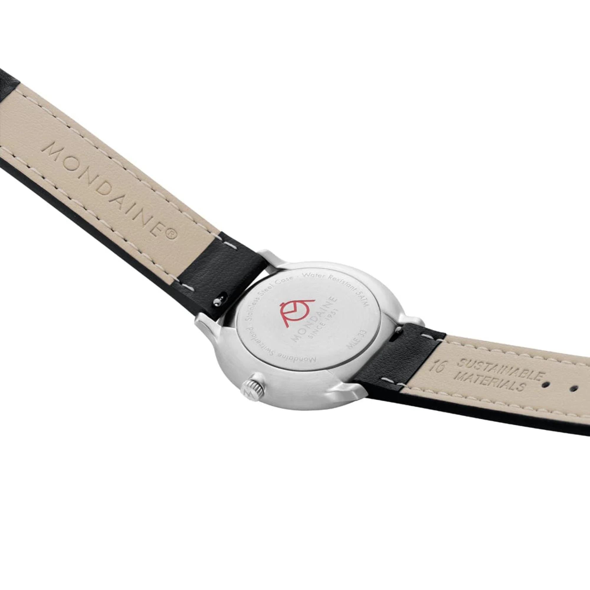 Mondaine Doppio Quarz Off-White Zifferblatt Lederarmband Damen Uhr MLE.33110.LBV