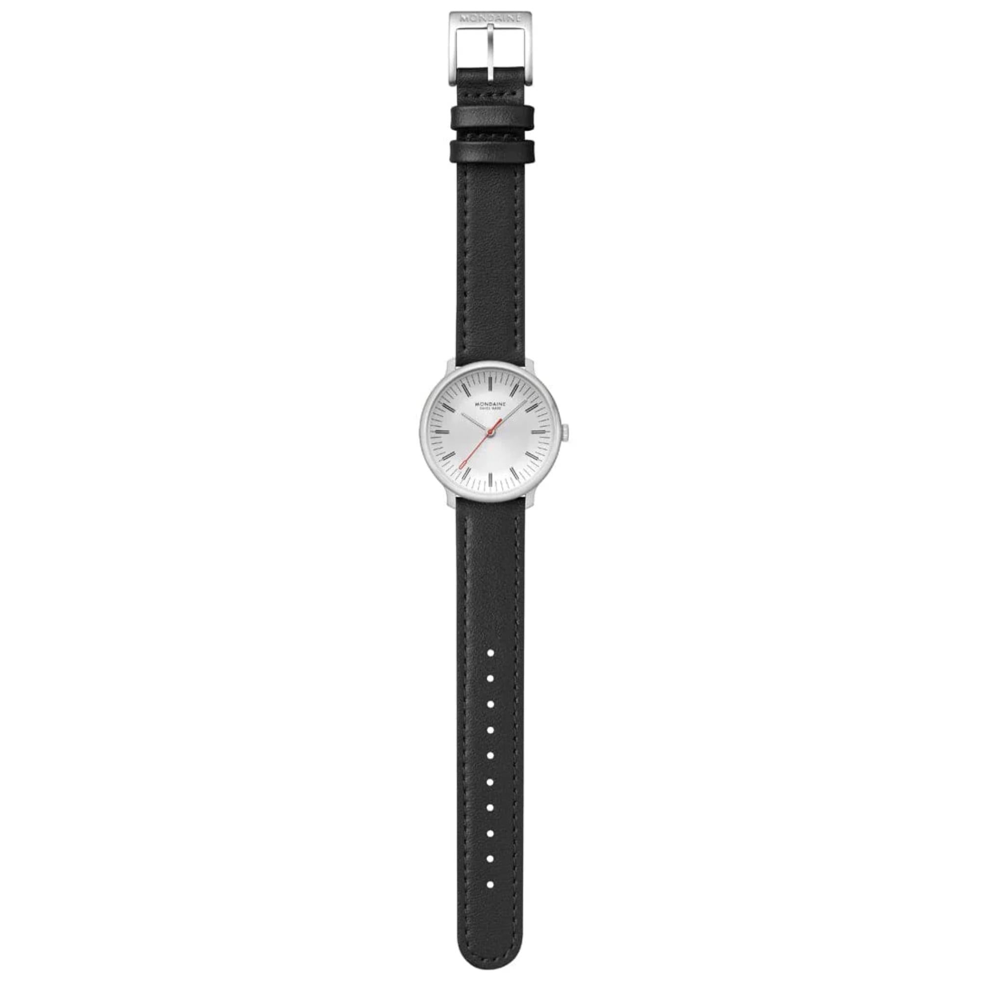 Mondaine Doppio Quarz Off-White Zifferblatt Lederarmband Damen Uhr MLE.33110.LBV